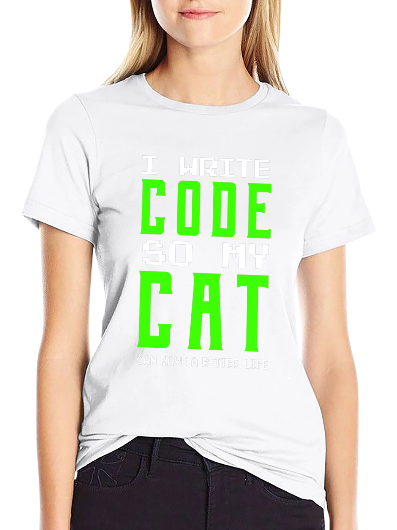 I Write Code So My Cat Black T-Shirt