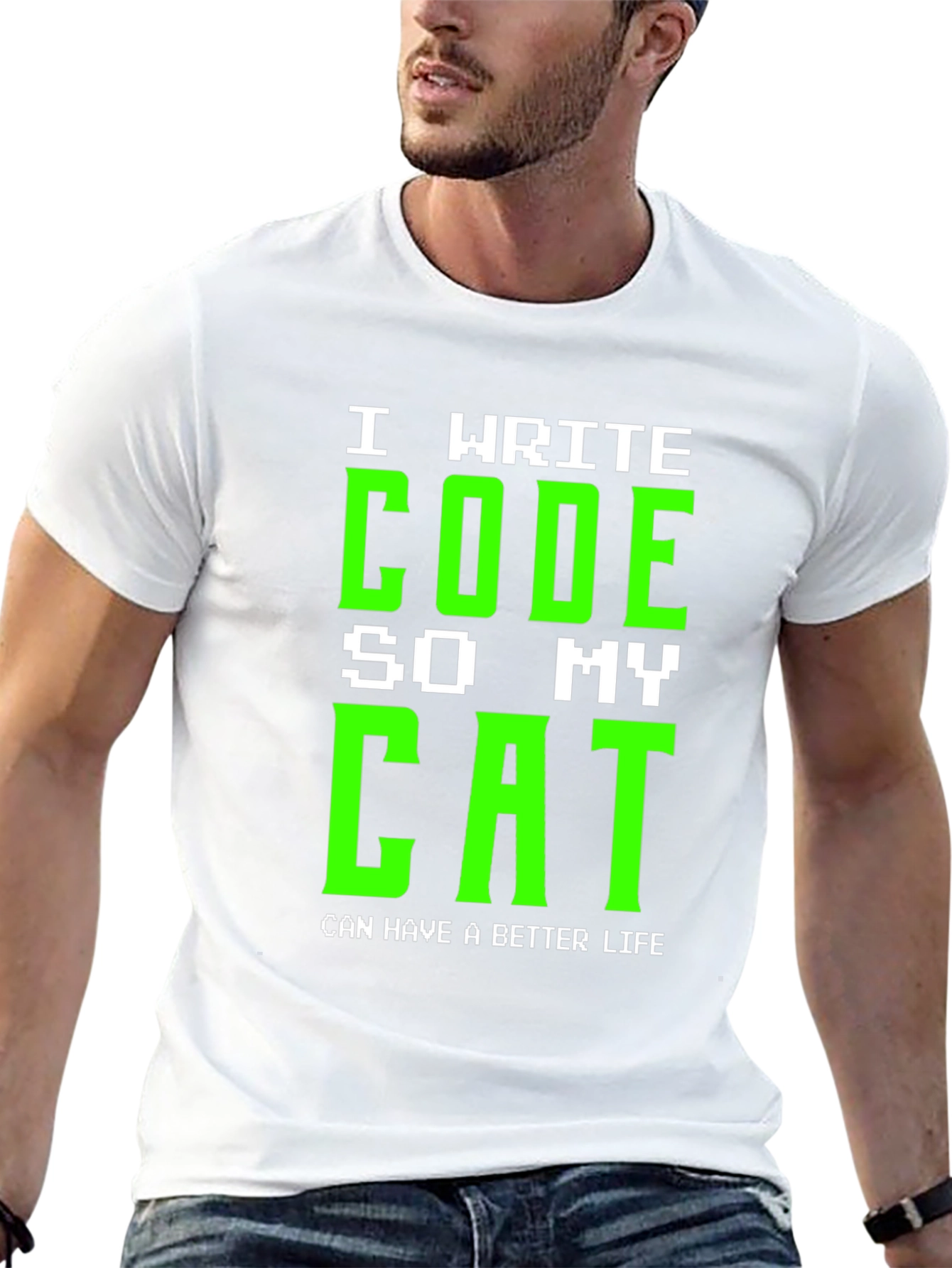 I Write Code So My Cat Black T-Shirt