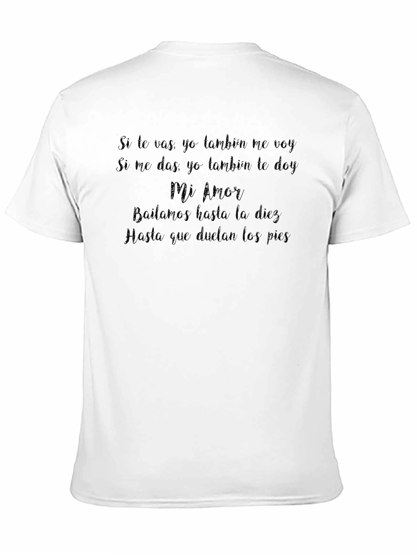 Mens Black T-Shirt with Romantic Spanish Text Design