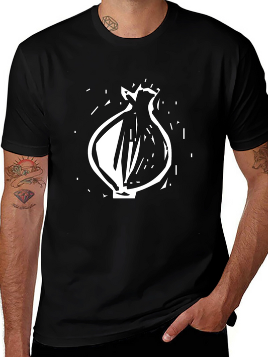 Black T-Shirt with Abstract Onion Graphic
