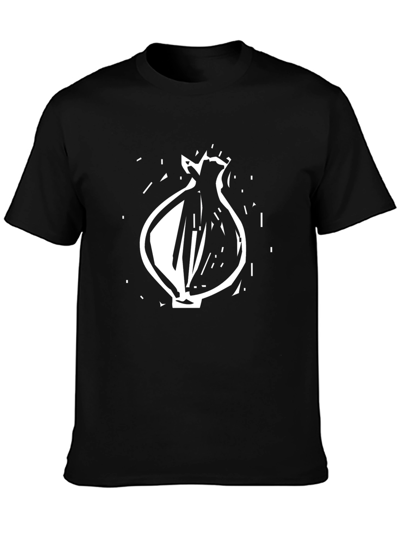 Black T-Shirt with Abstract Onion Graphic