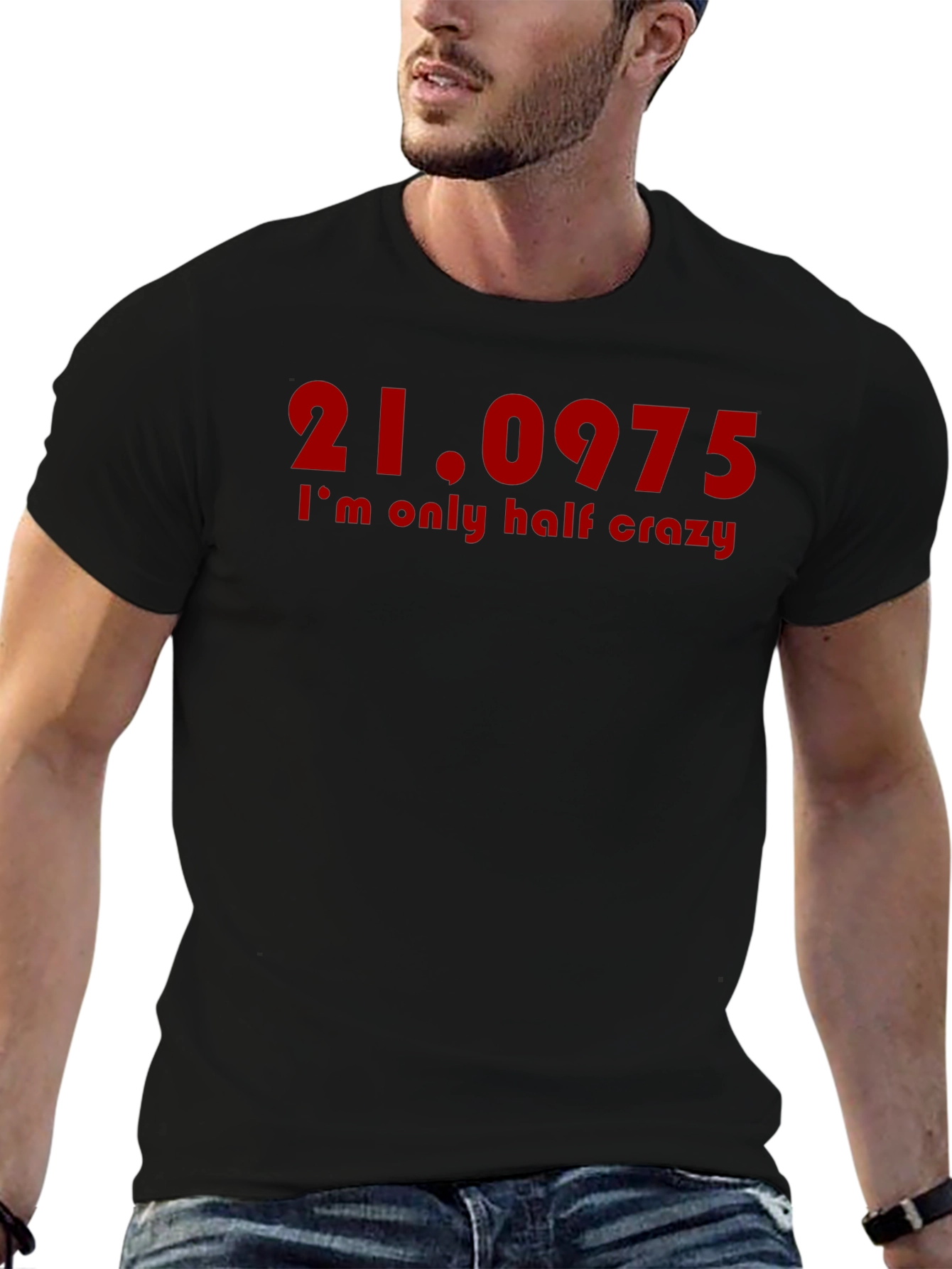 Half Crazy Graphic Tee - Red Text on Black