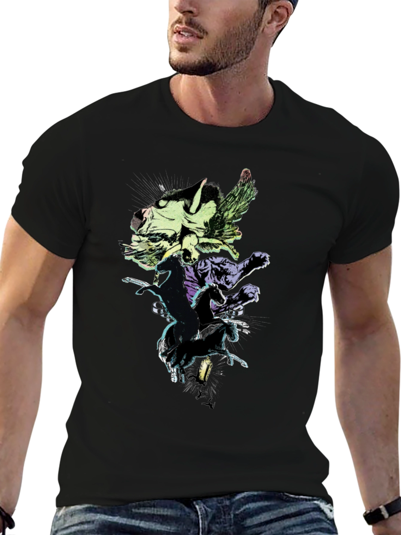 Mythical Creatures Graphic Tee - Black