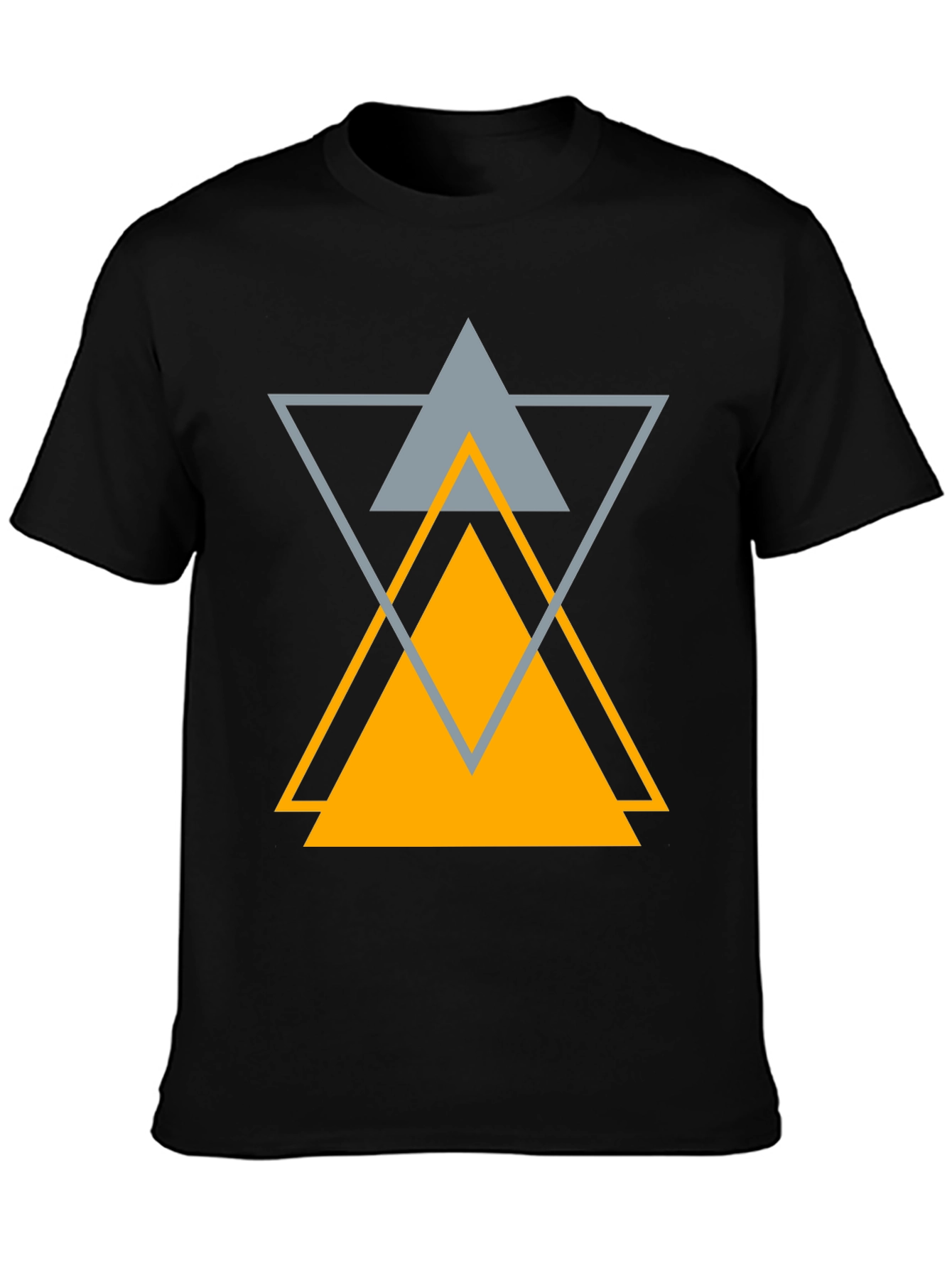Abstract Geometric Triangle Graphic Tee - Black