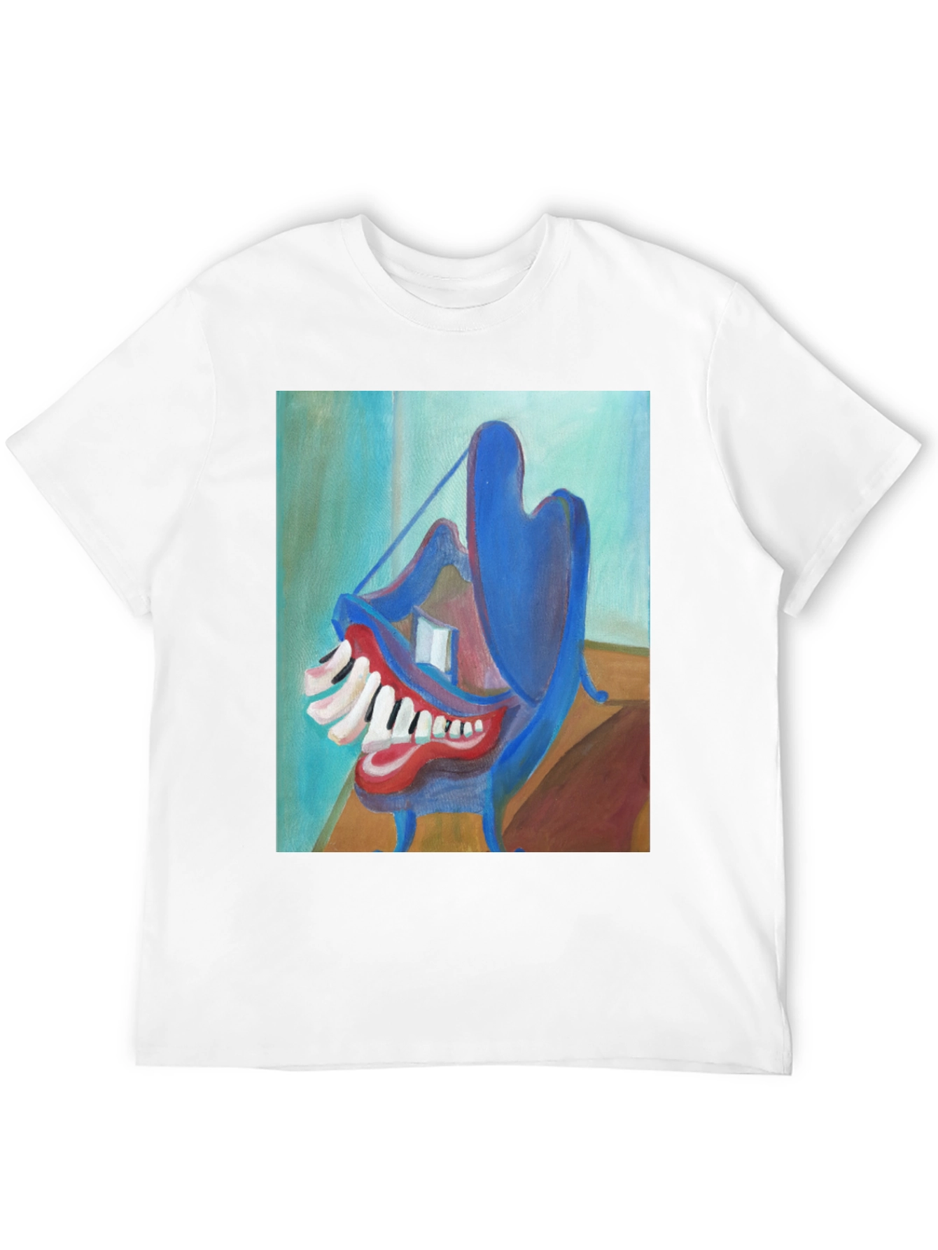 Abstract Teeth Painting on Black T-Shirt