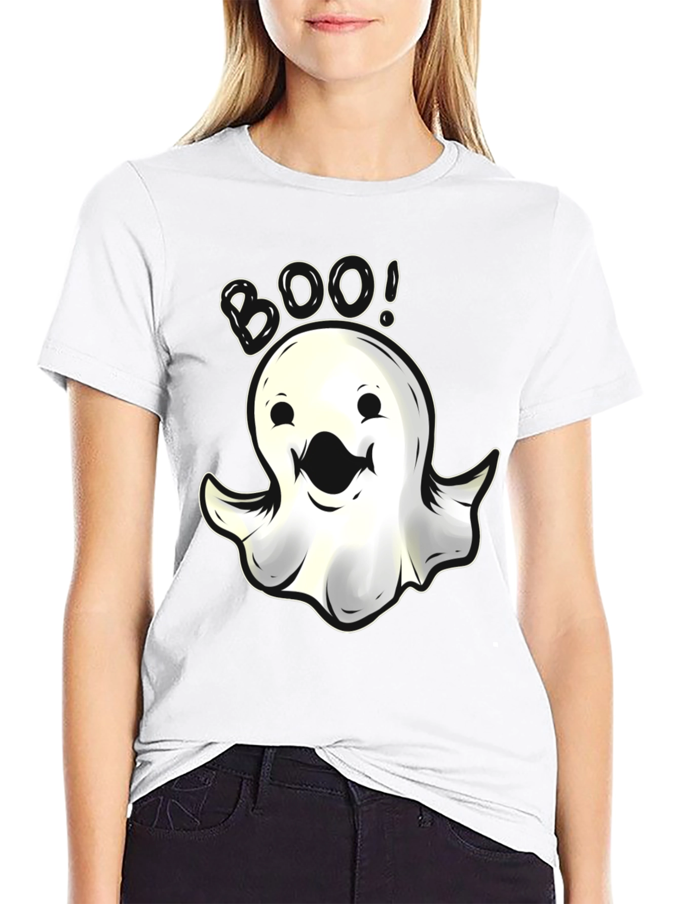 Boo Ghost Graphic T-Shirt - Spooky Halloween Fun