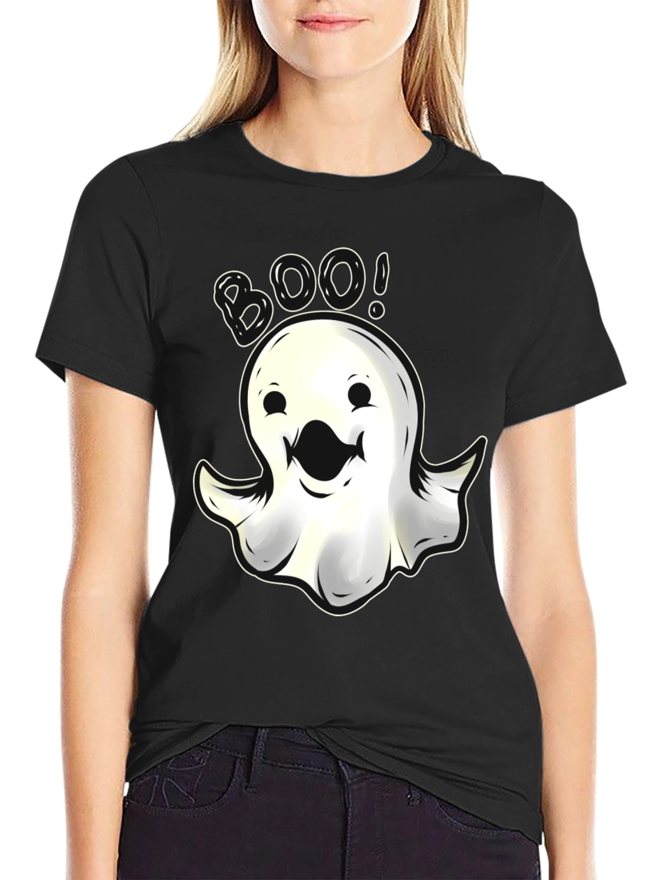 Boo Ghost Graphic T-Shirt - Spooky Halloween Fun
