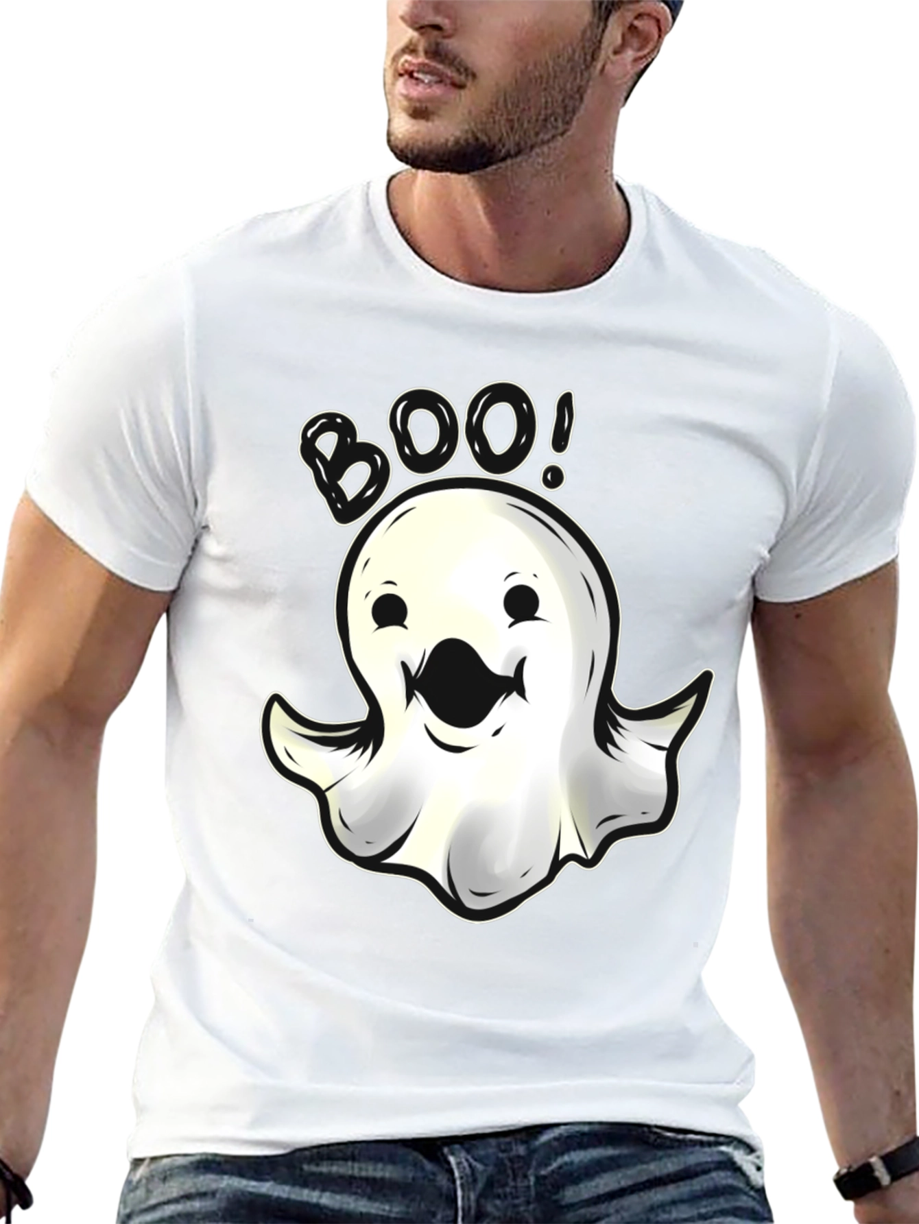 Boo Ghost Graphic T-Shirt - Spooky Halloween Fun