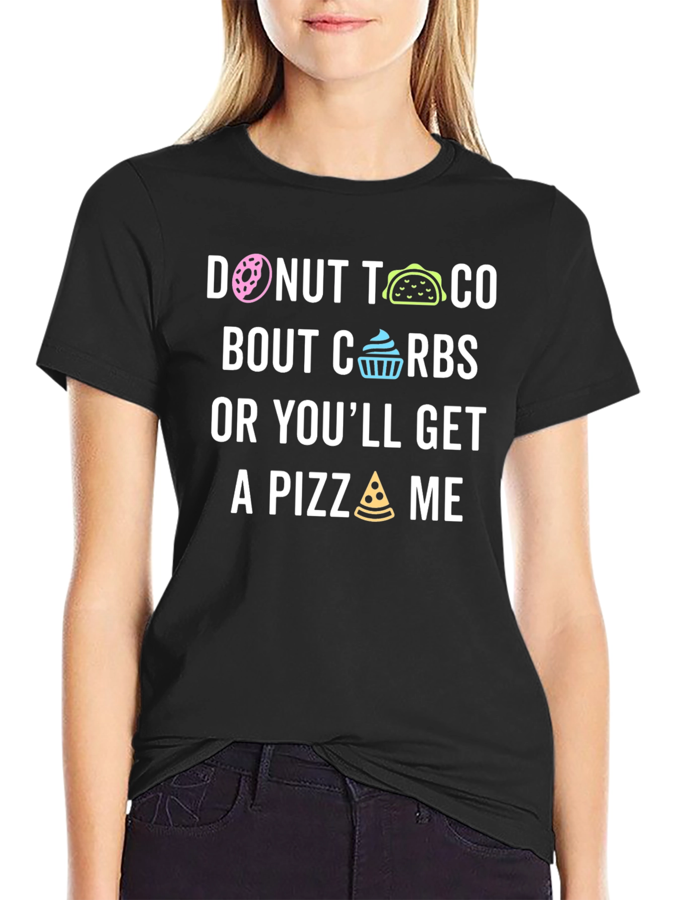 Funny Donut Taco Bout Carbs Graphic T-Shirt