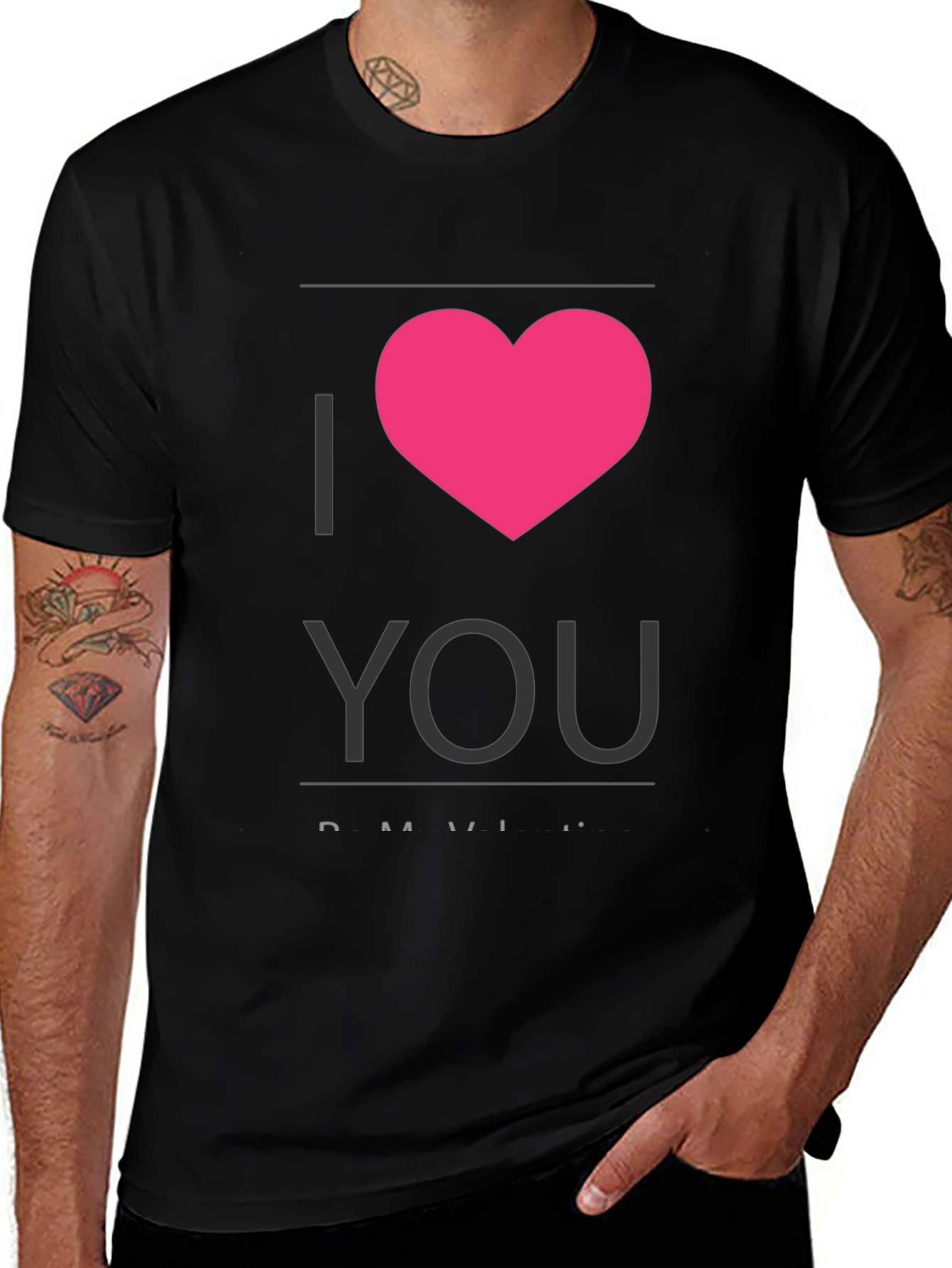 I Heart You - Black Crew Neck T-Shirt
