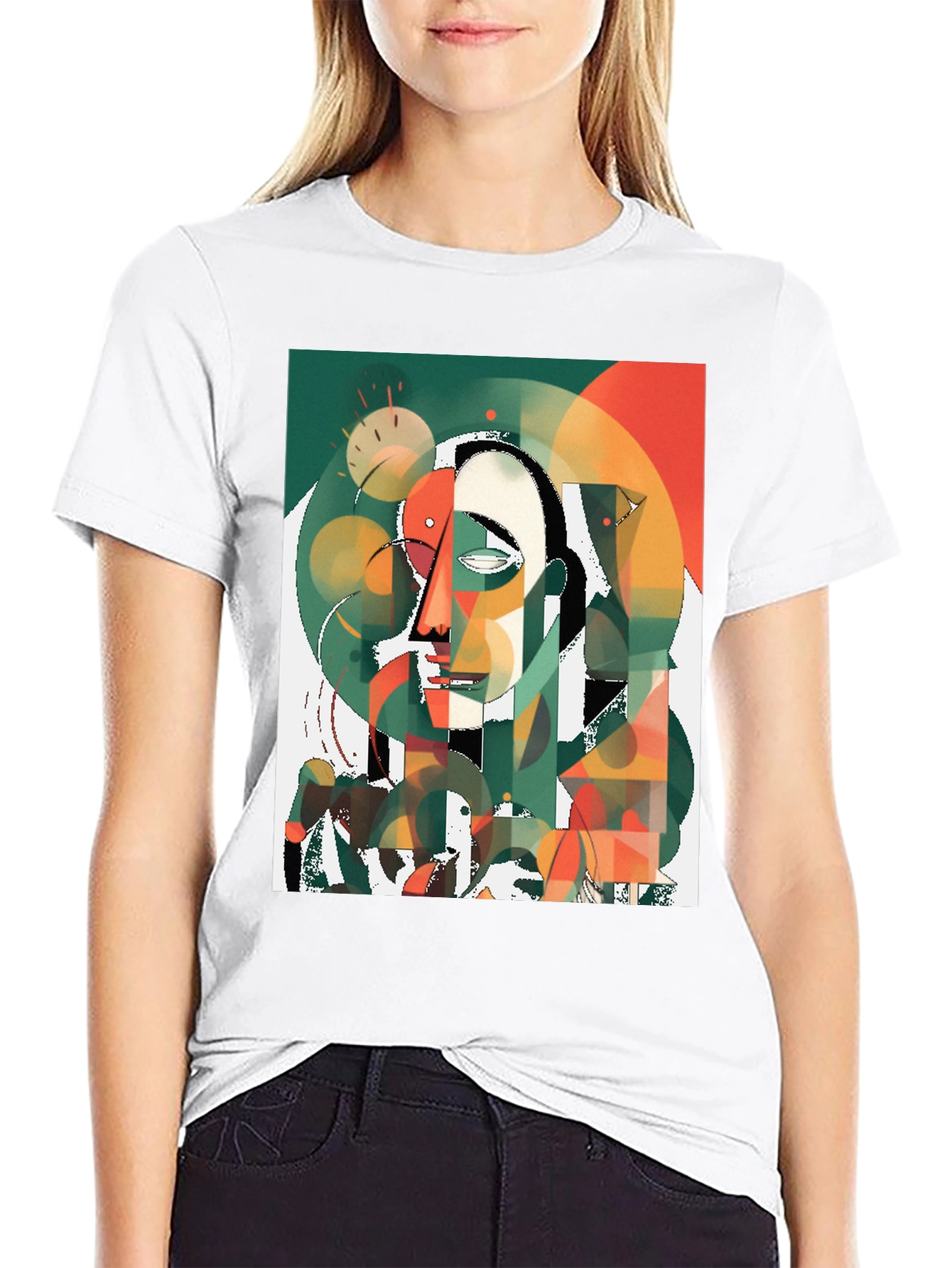 Abstract Art T-Shirt - Modern Geometric Face Design