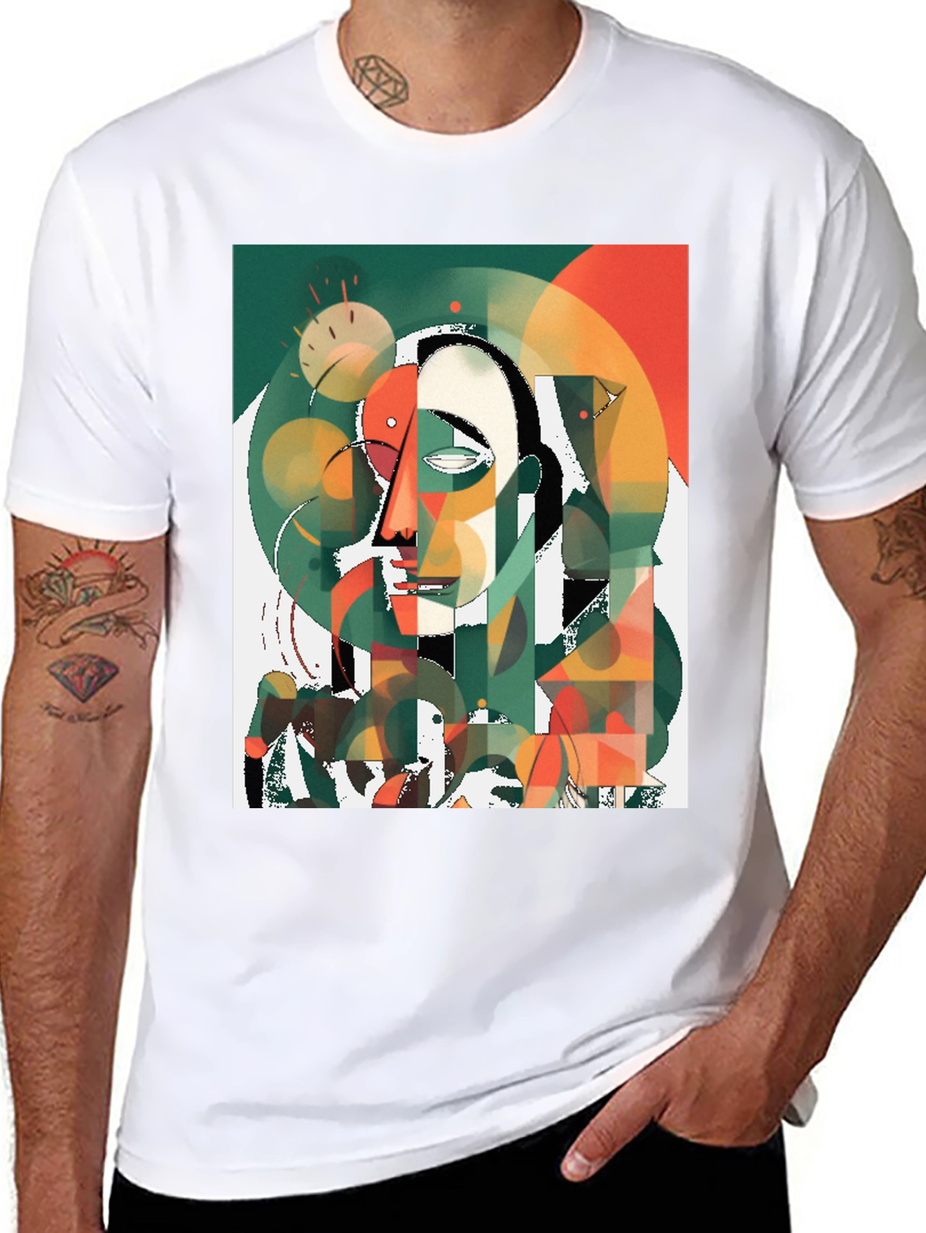 Abstract Art T-Shirt - Modern Geometric Face Design