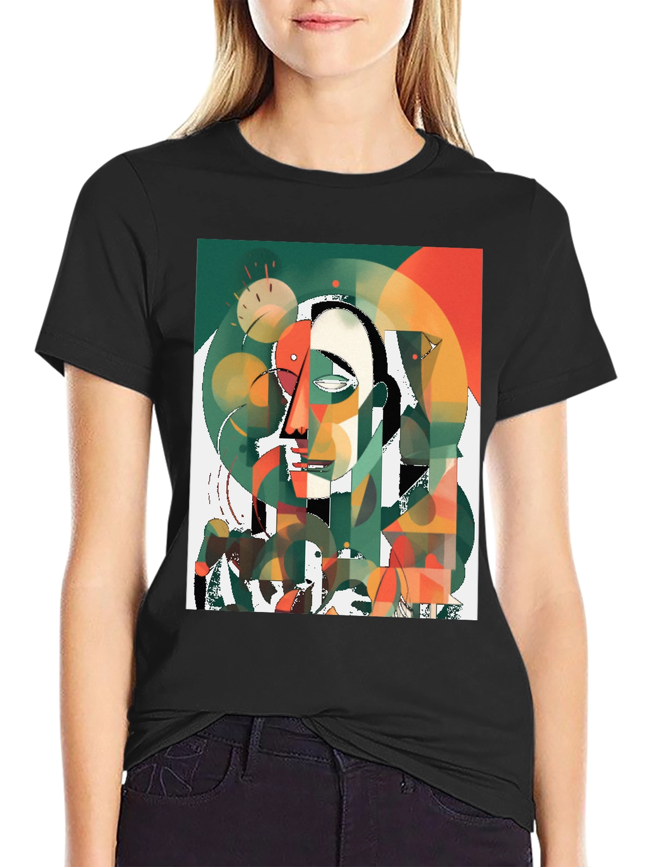 Abstract Art T-Shirt - Modern Geometric Face Design