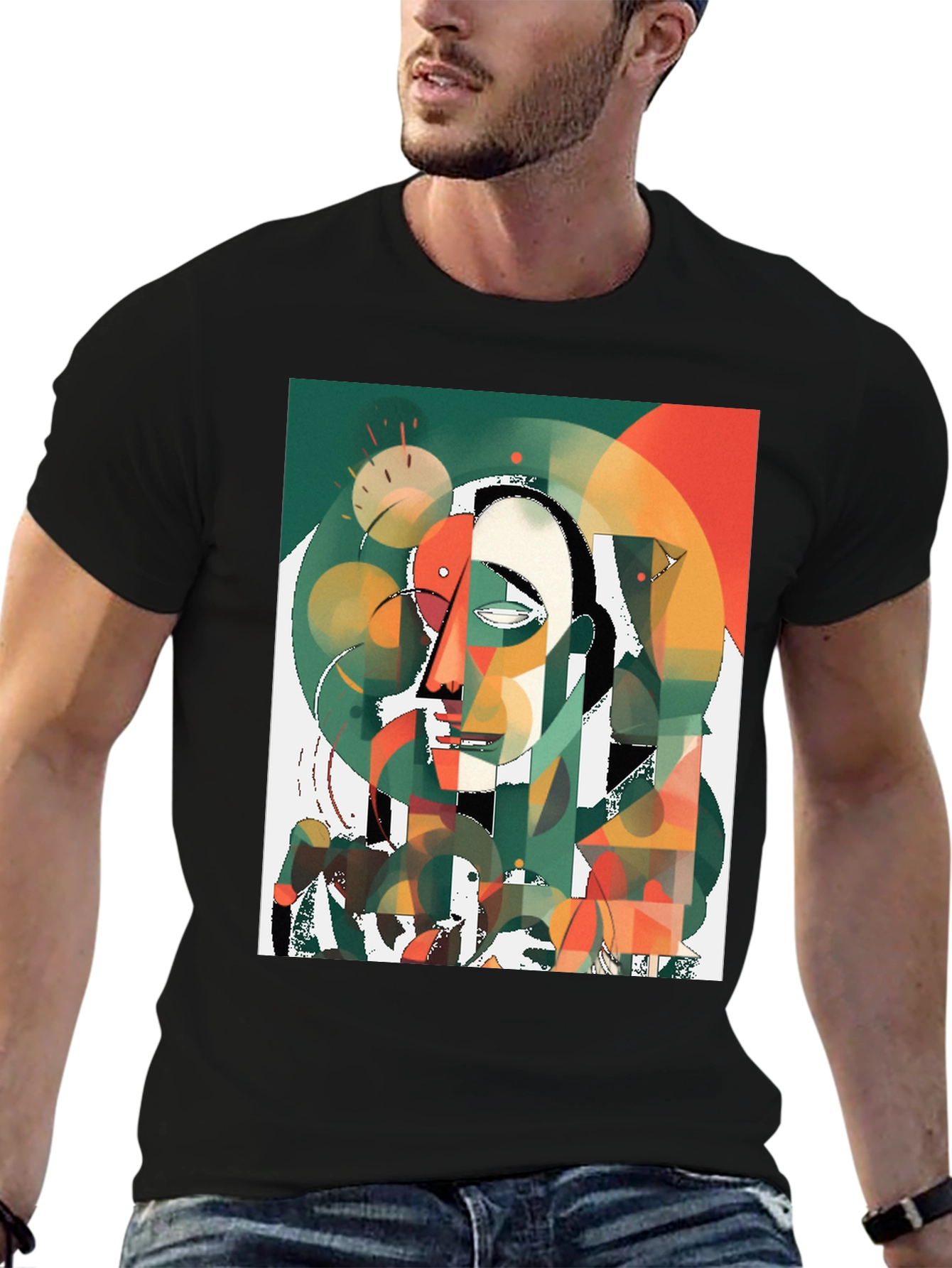 Abstract Art T-Shirt - Modern Geometric Face Design
