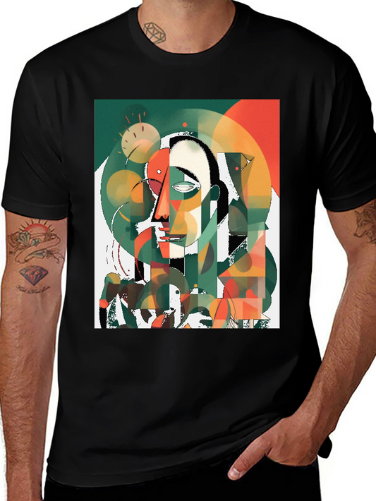Abstract Art T-Shirt - Modern Geometric Face Design