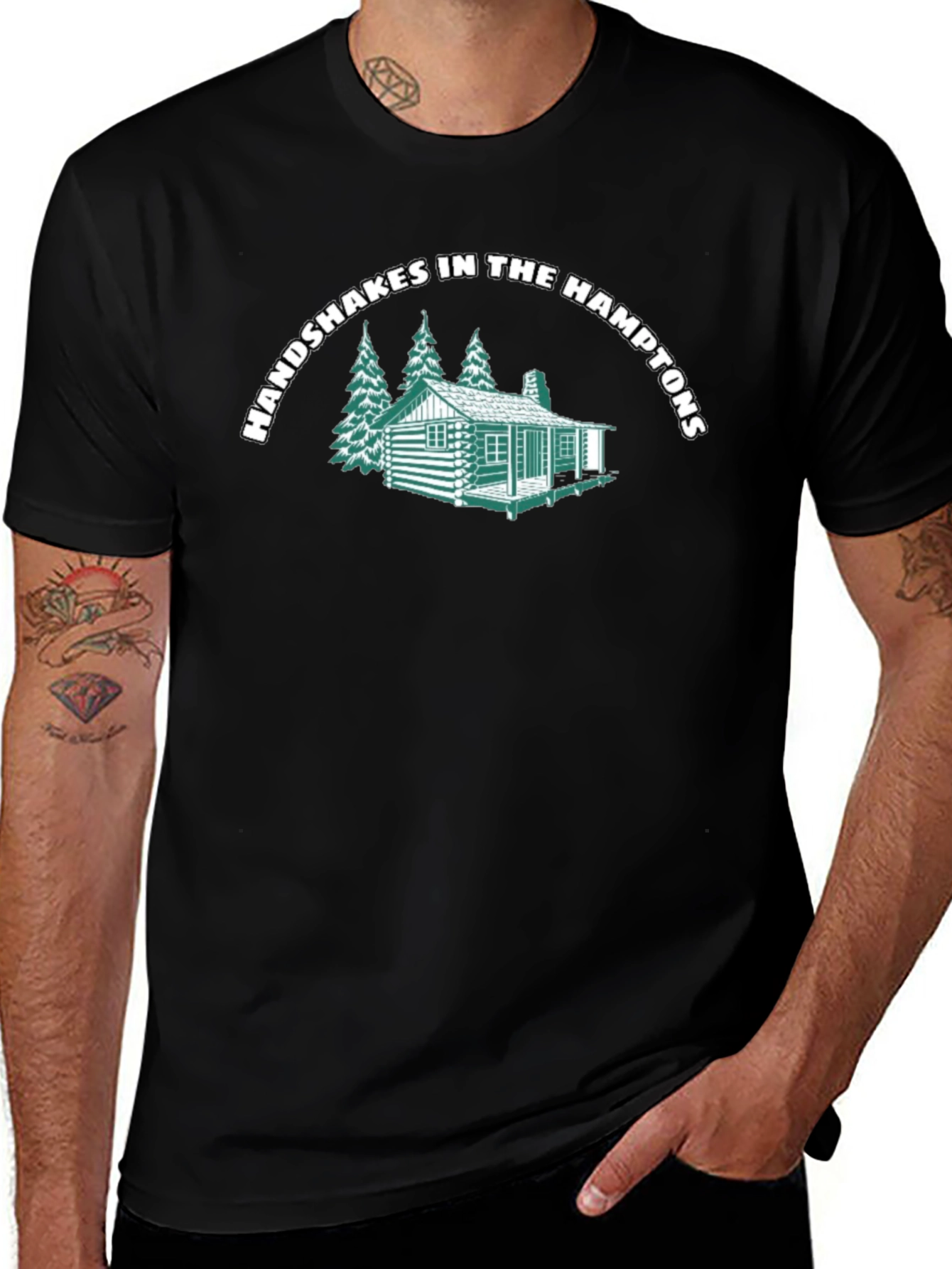 Handshakes in the Hamptons Black T-Shirt