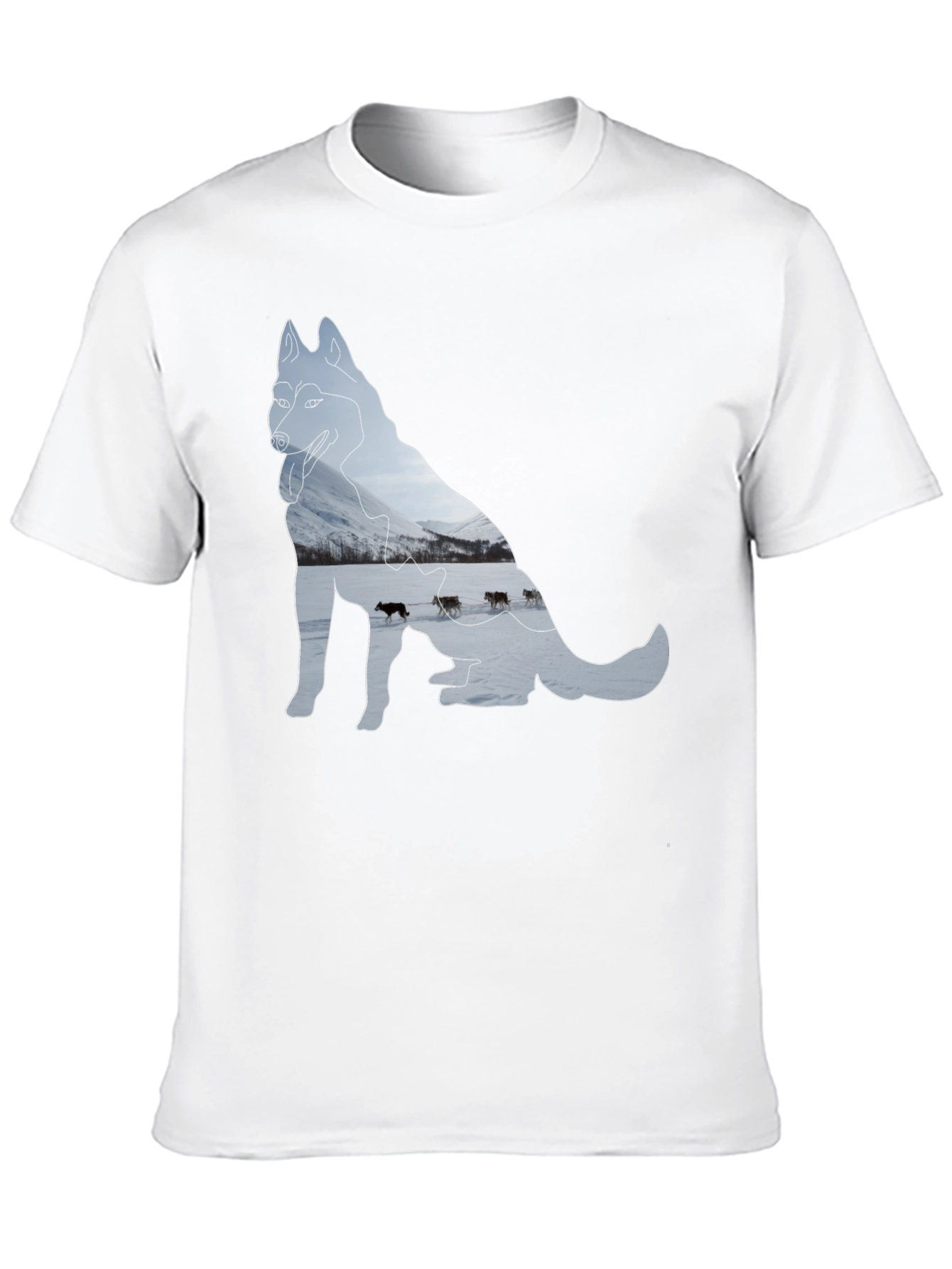 Husky Dog Sledding Graphic Tee - Black