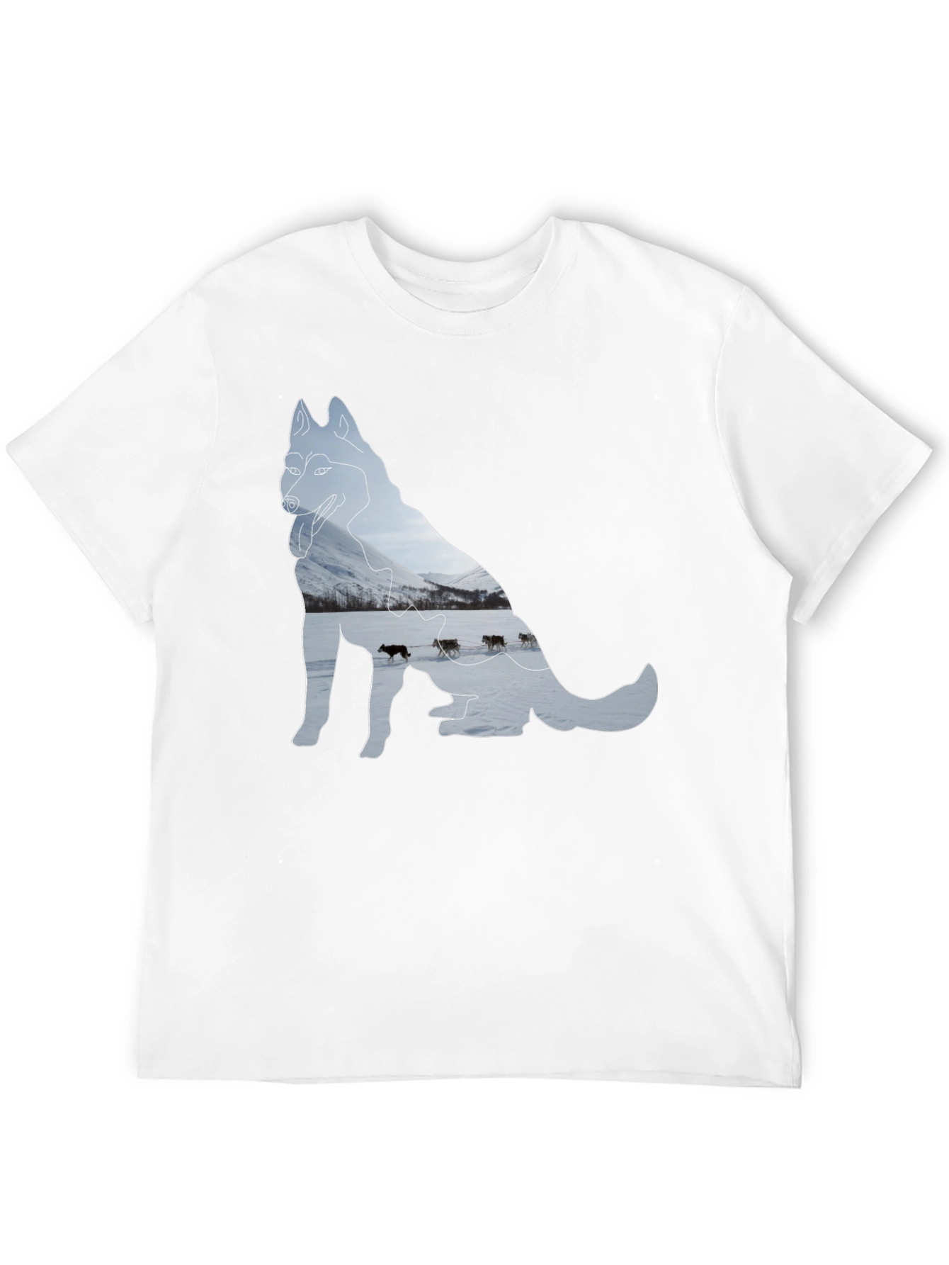 Husky Dog Sledding Graphic Tee - Black