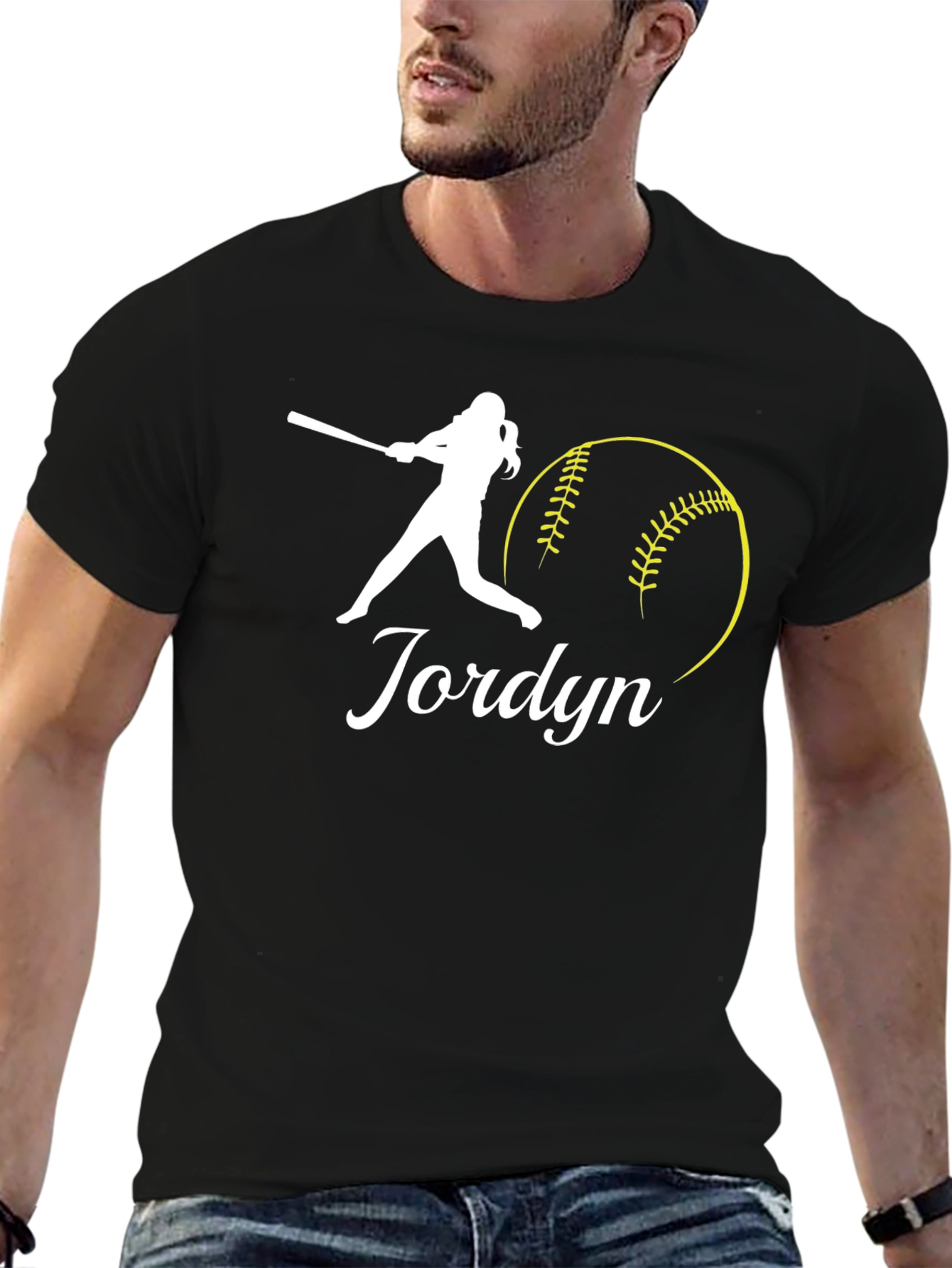 Jordyn Softball Player Personalized Black T-Shirt