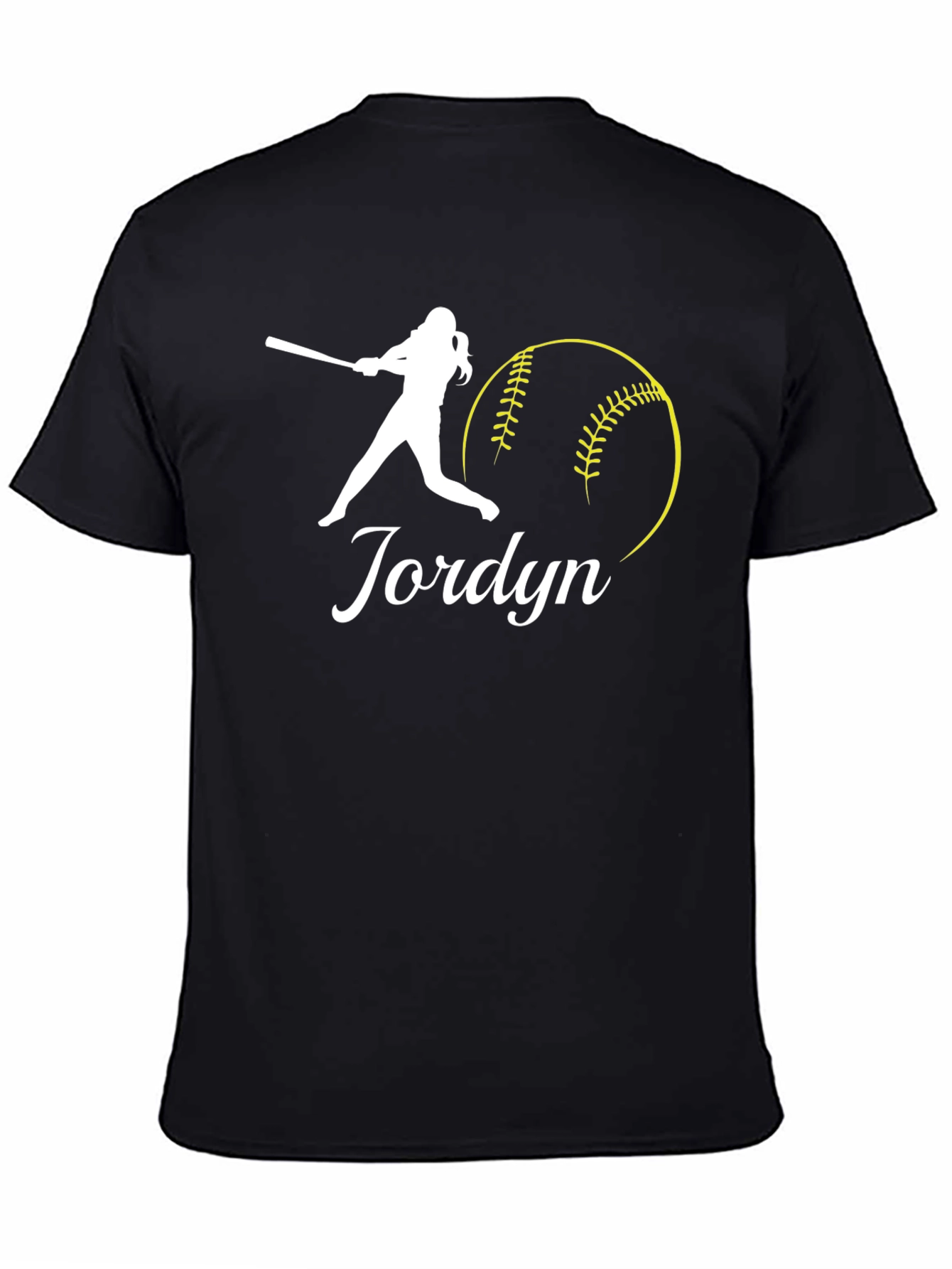 Jordyn Softball Player Personalized Black T-Shirt