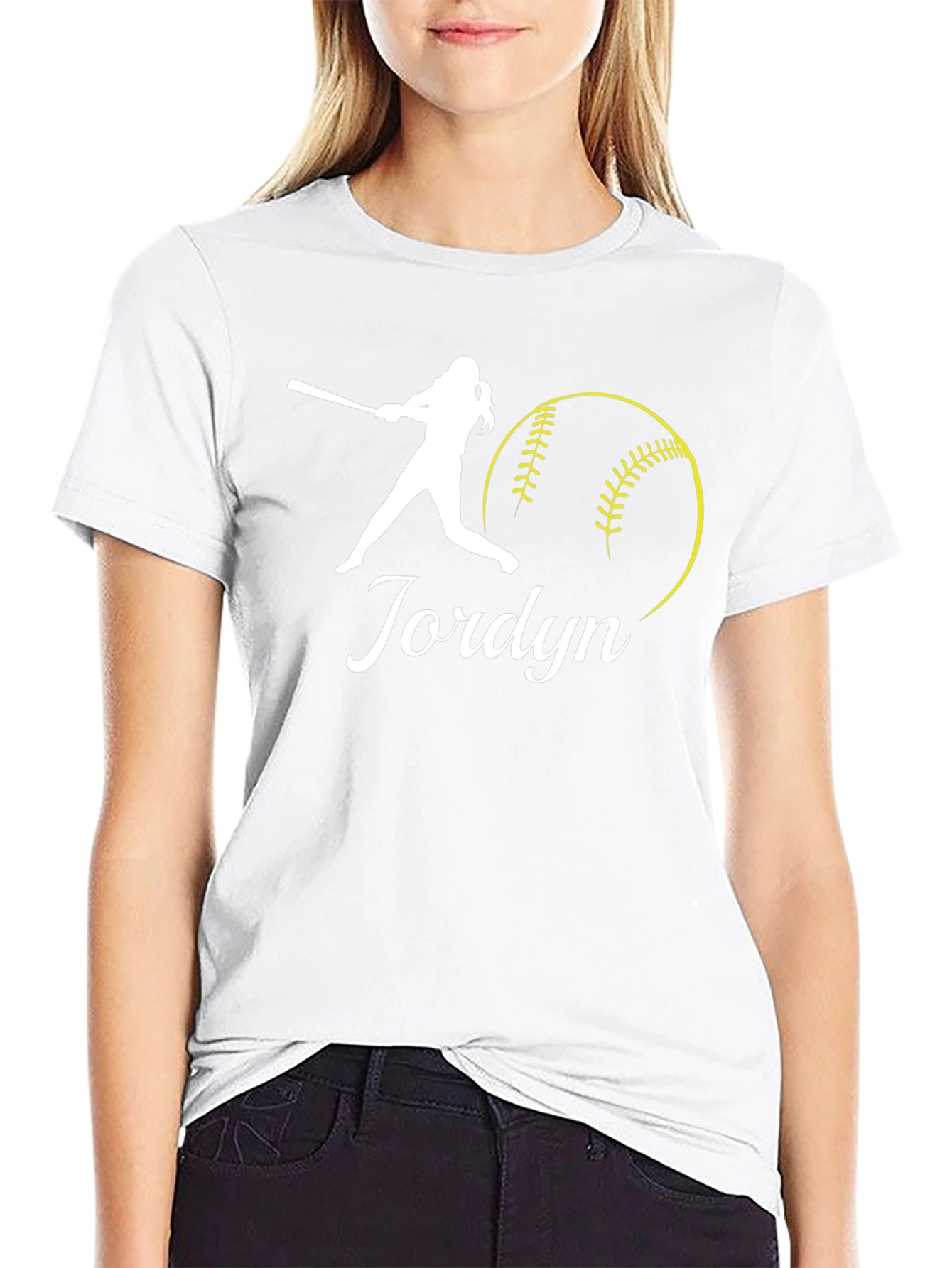 Jordyn Softball Player Personalized Black T-Shirt