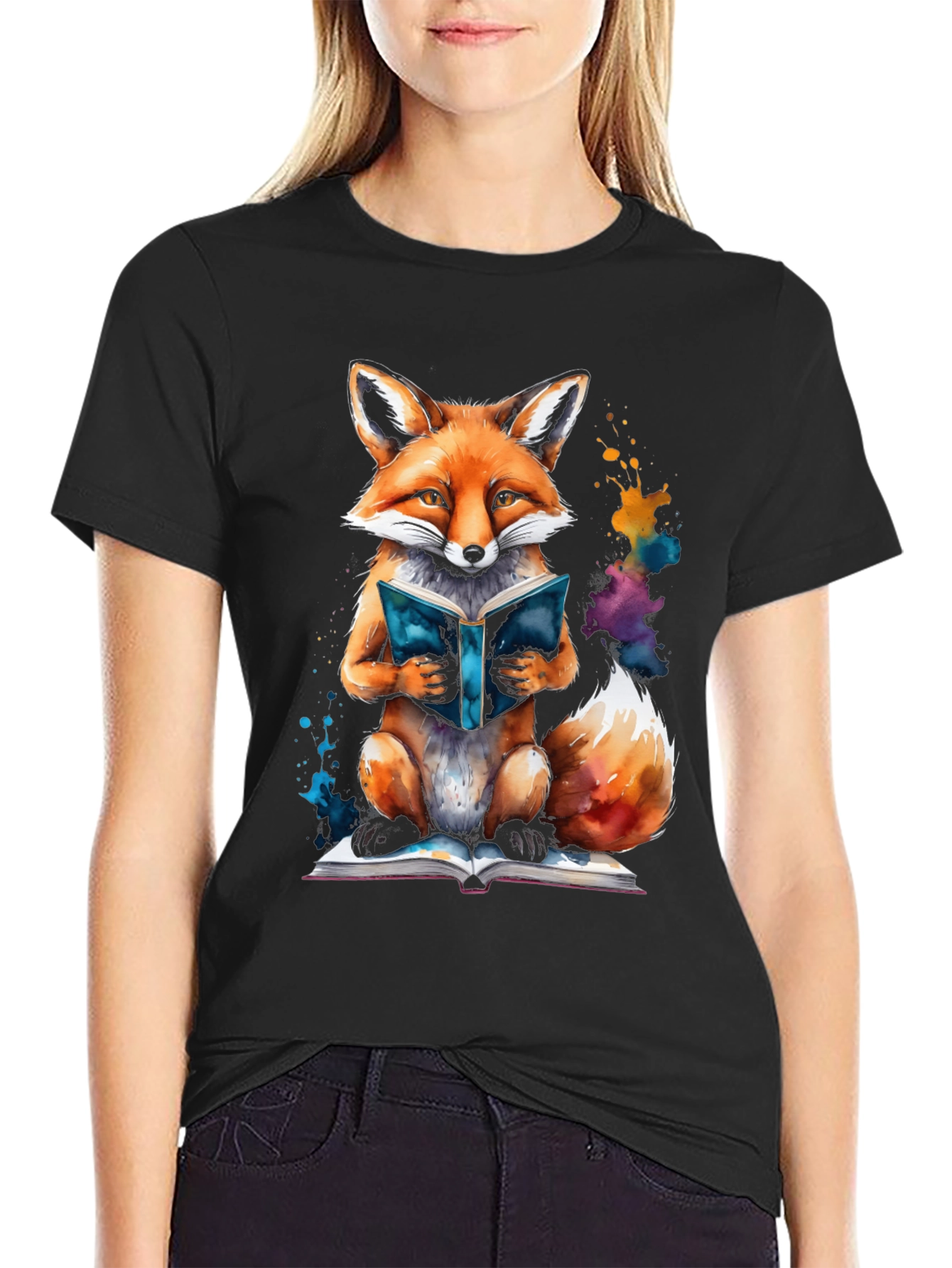 Fox Reading Book T-Shirt