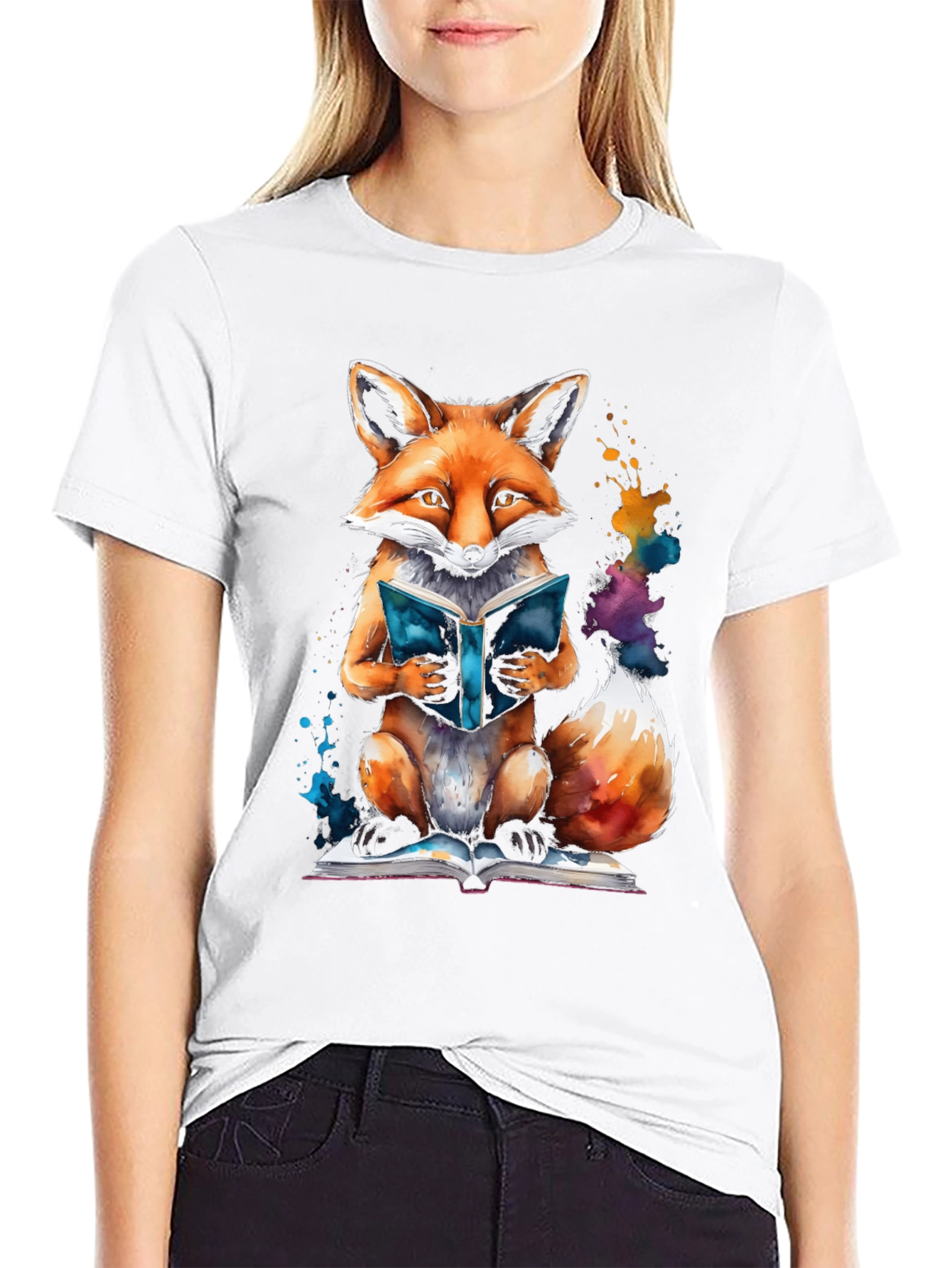 Fox Reading Book T-Shirt