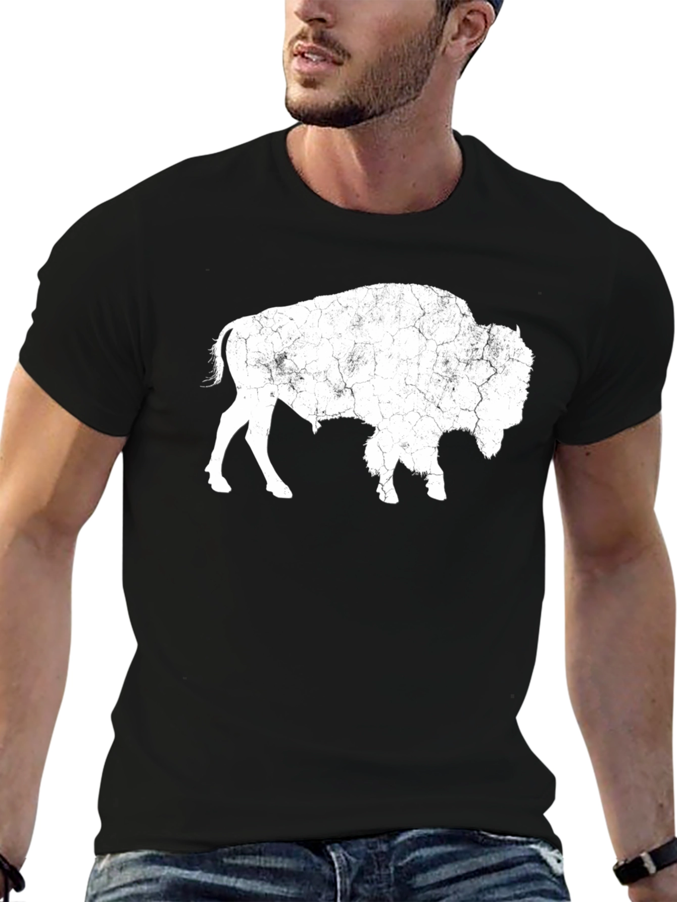 Bison Graphic Tee - Distressed Print