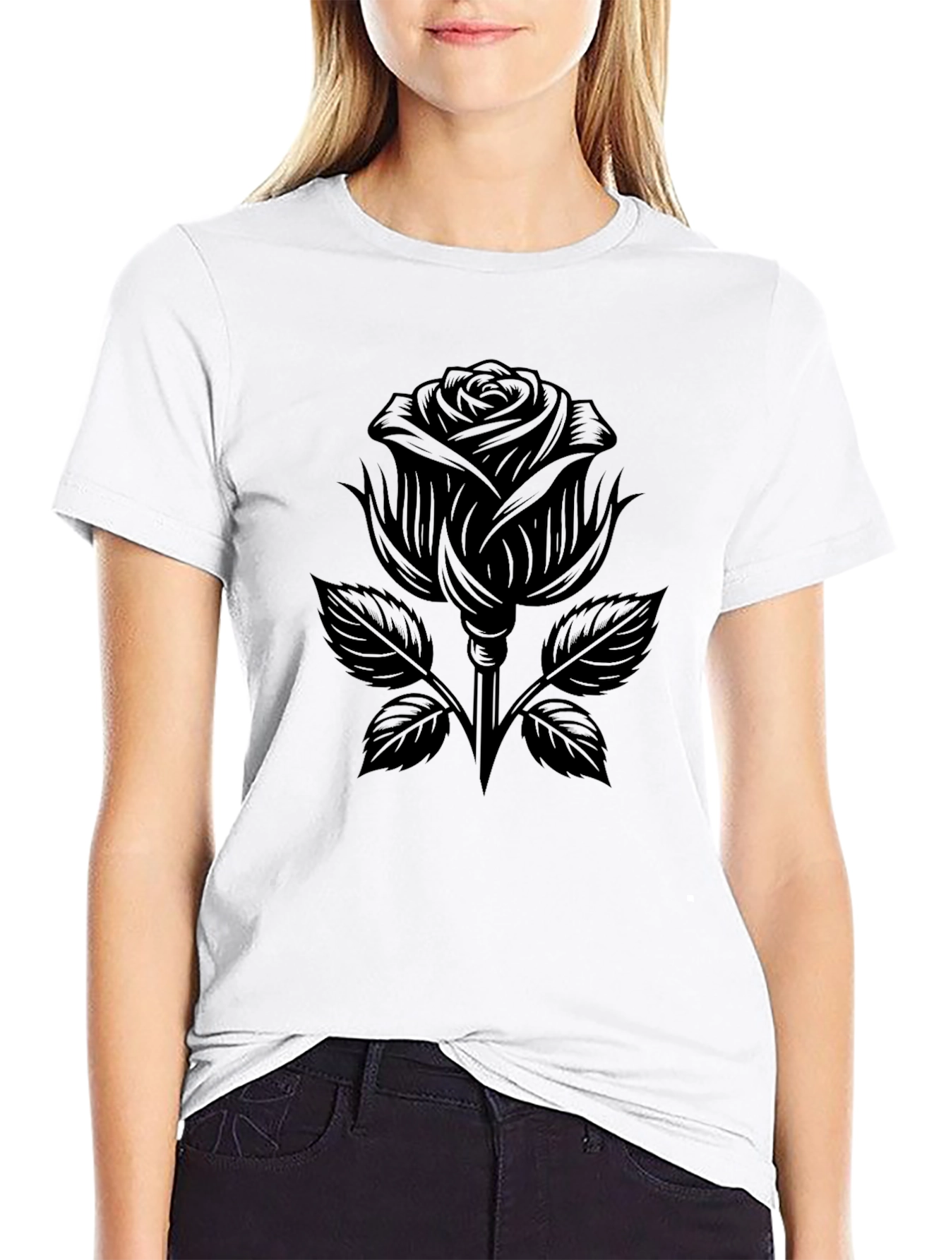Black Rose Graphic Tee - Mens Casual T-Shirt
