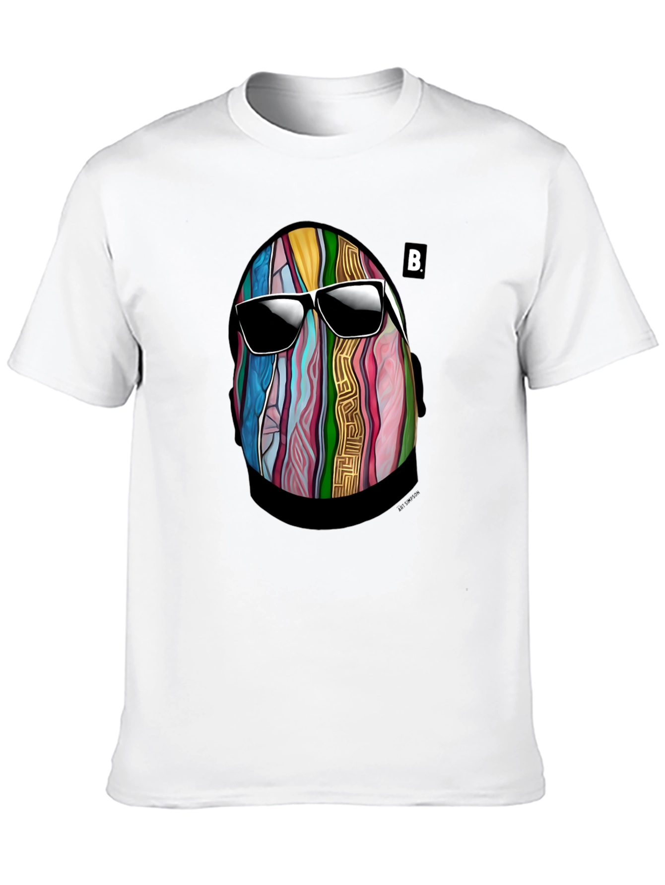 Abstract Face Graphic Mens Black T-Shirt