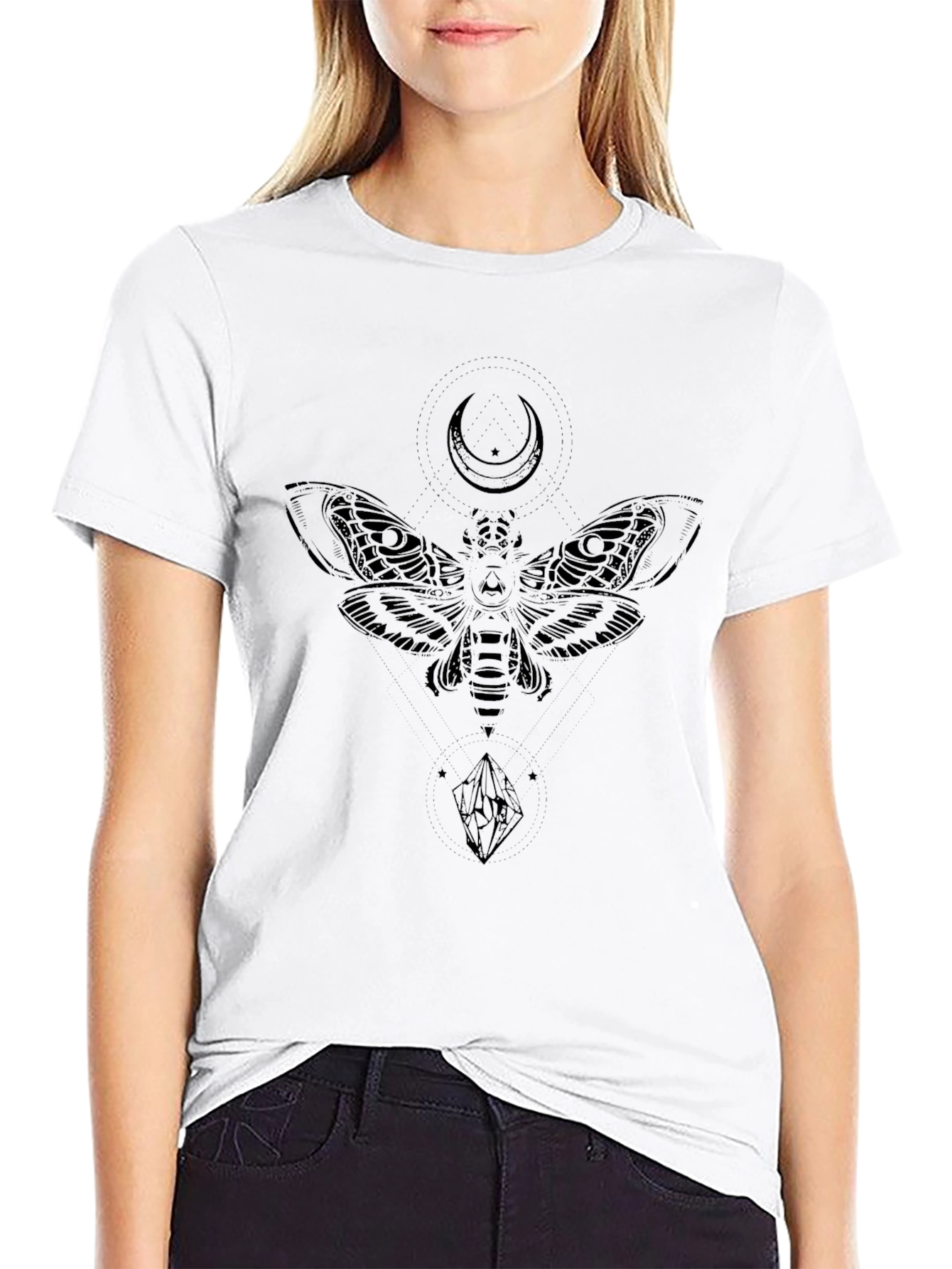 Moth and Crescent Moon Graphic Tee