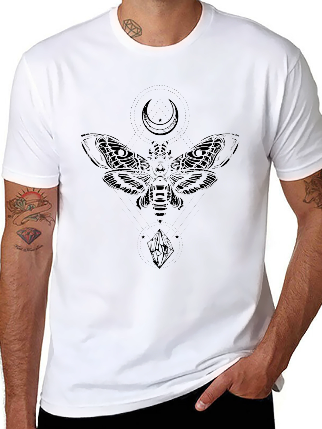 Moth and Crescent Moon Graphic Tee