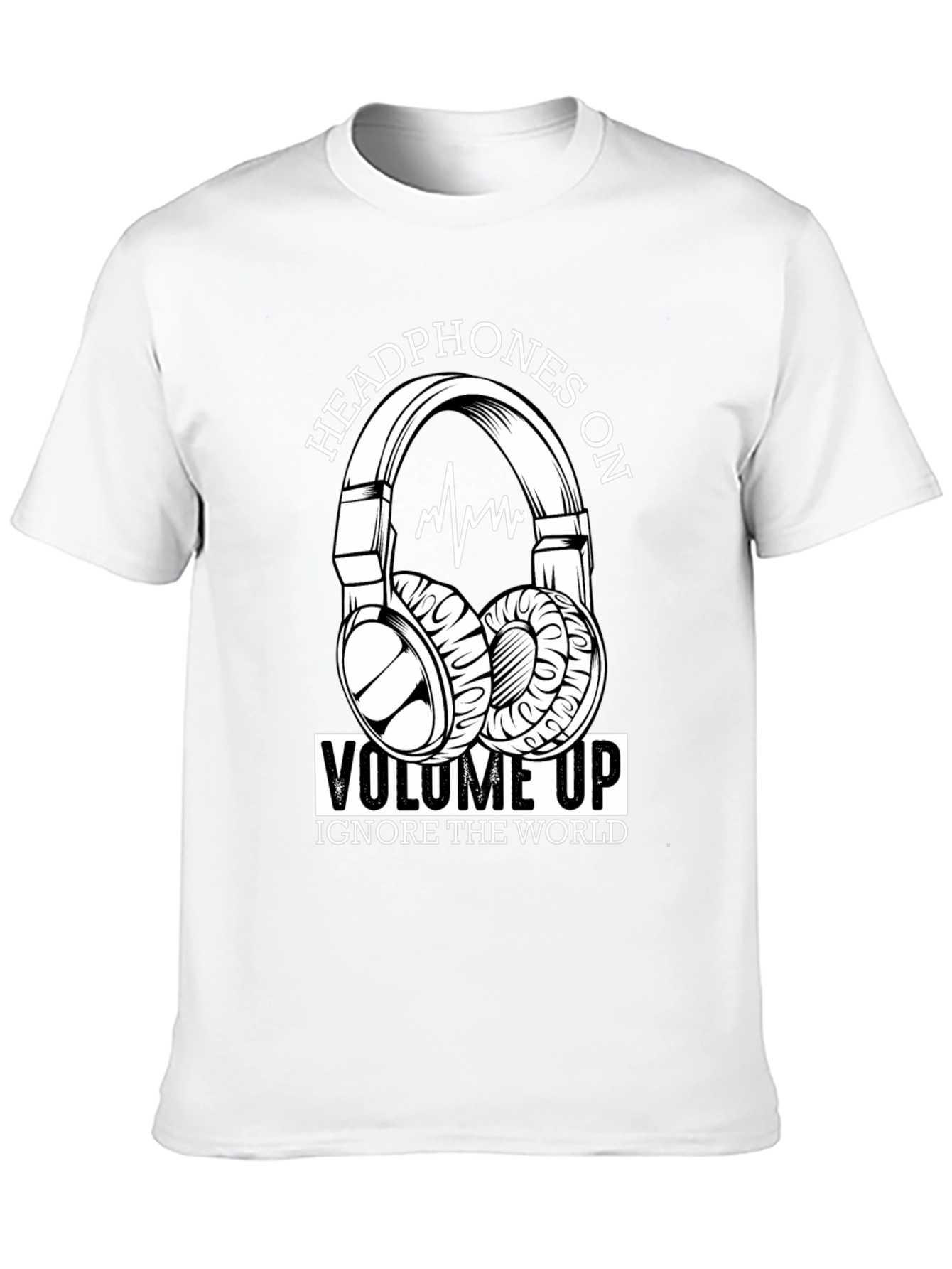 Headphones On Volume Up Black T-Shirt