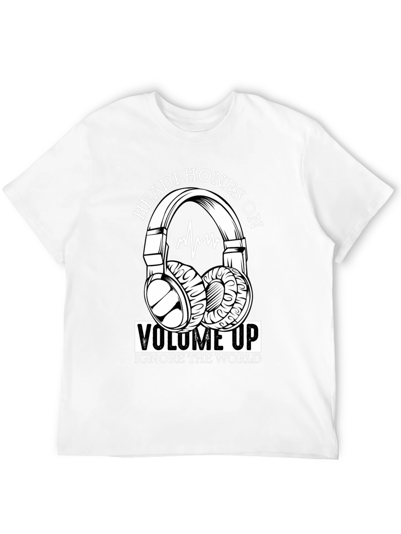 Headphones On Volume Up Black T-Shirt