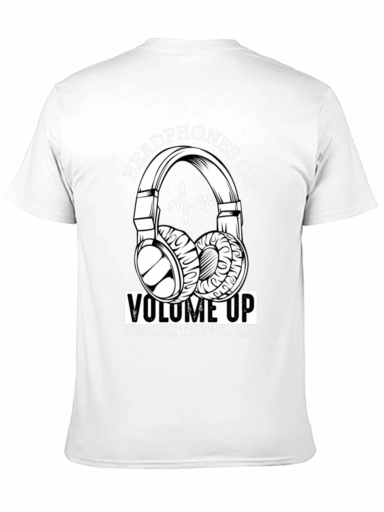 Headphones On Volume Up Black T-Shirt