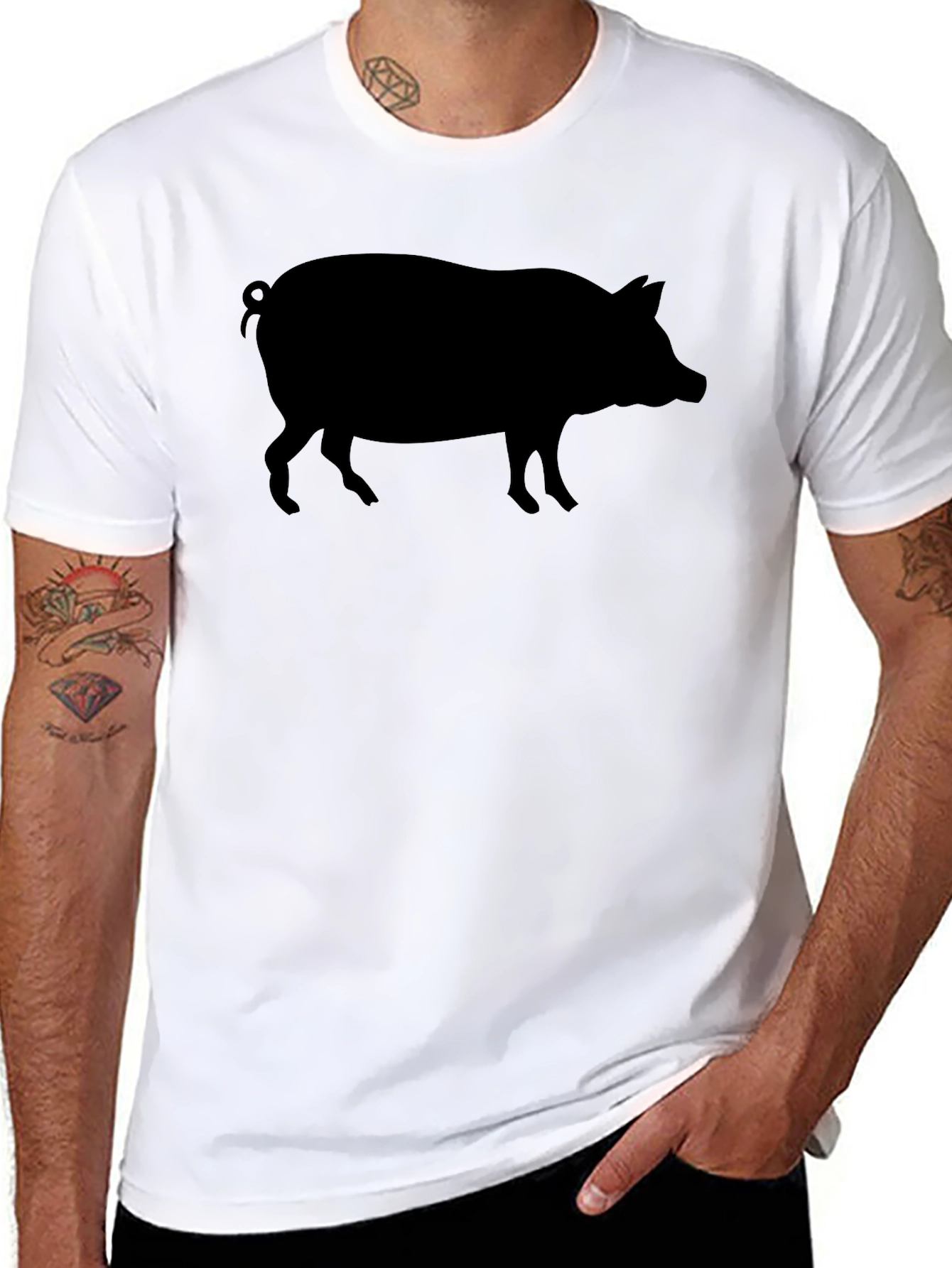Black Pig Silhouette T-Shirt - Mens Graphic Tee