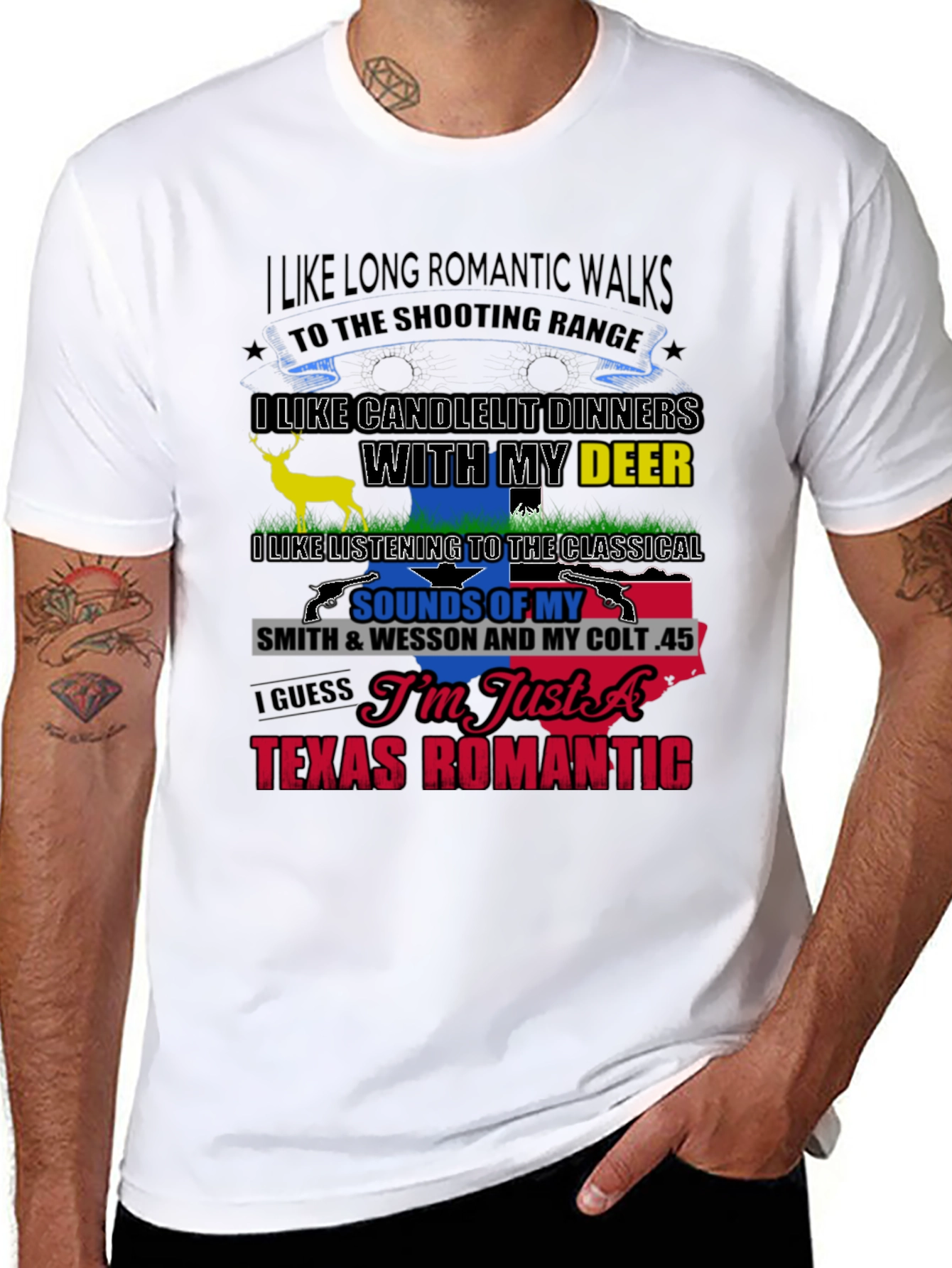 Texas Romantic T-Shirt: Guns & Deer