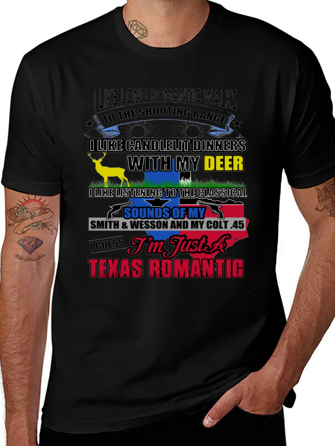 Texas Romantic T-Shirt: Guns & Deer