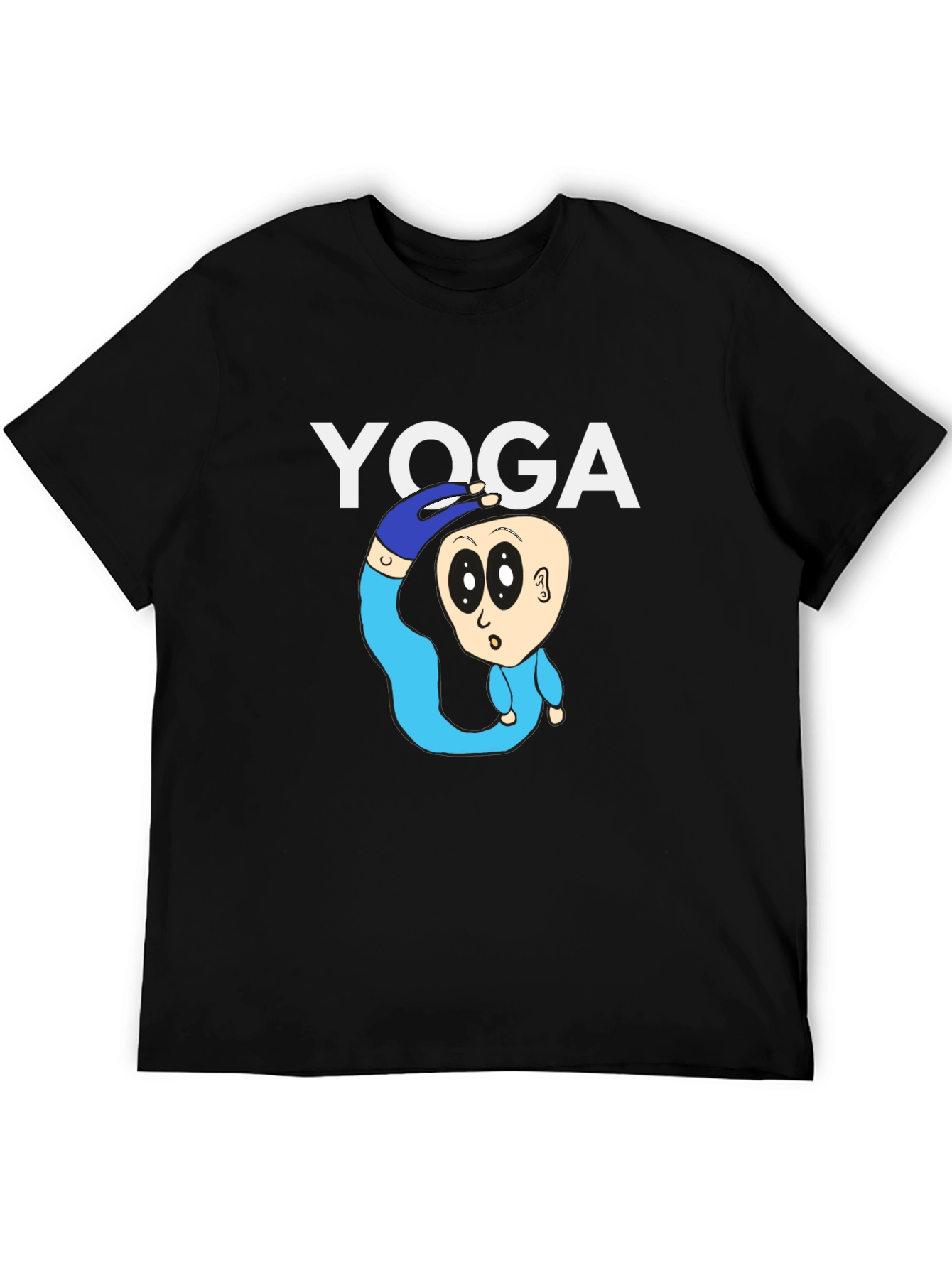 Yoga Cartoon Graphic Tee - Black Cotton T-Shirt