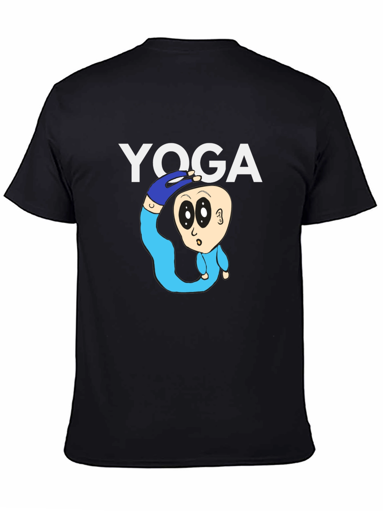 Yoga Cartoon Graphic Tee - Black Cotton T-Shirt