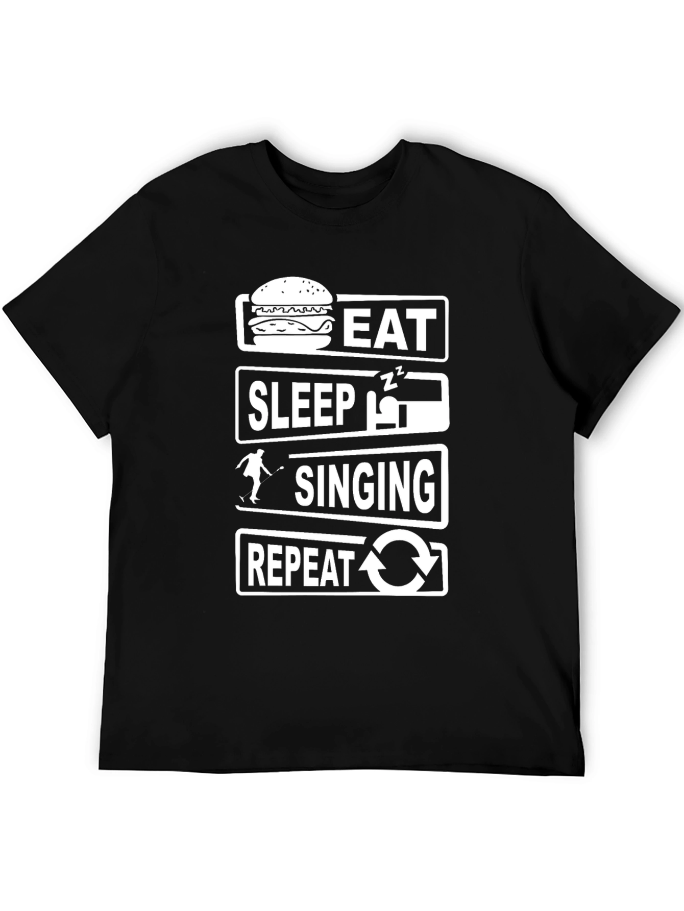 Eat Sleep Singing Repeat Black T-Shirt