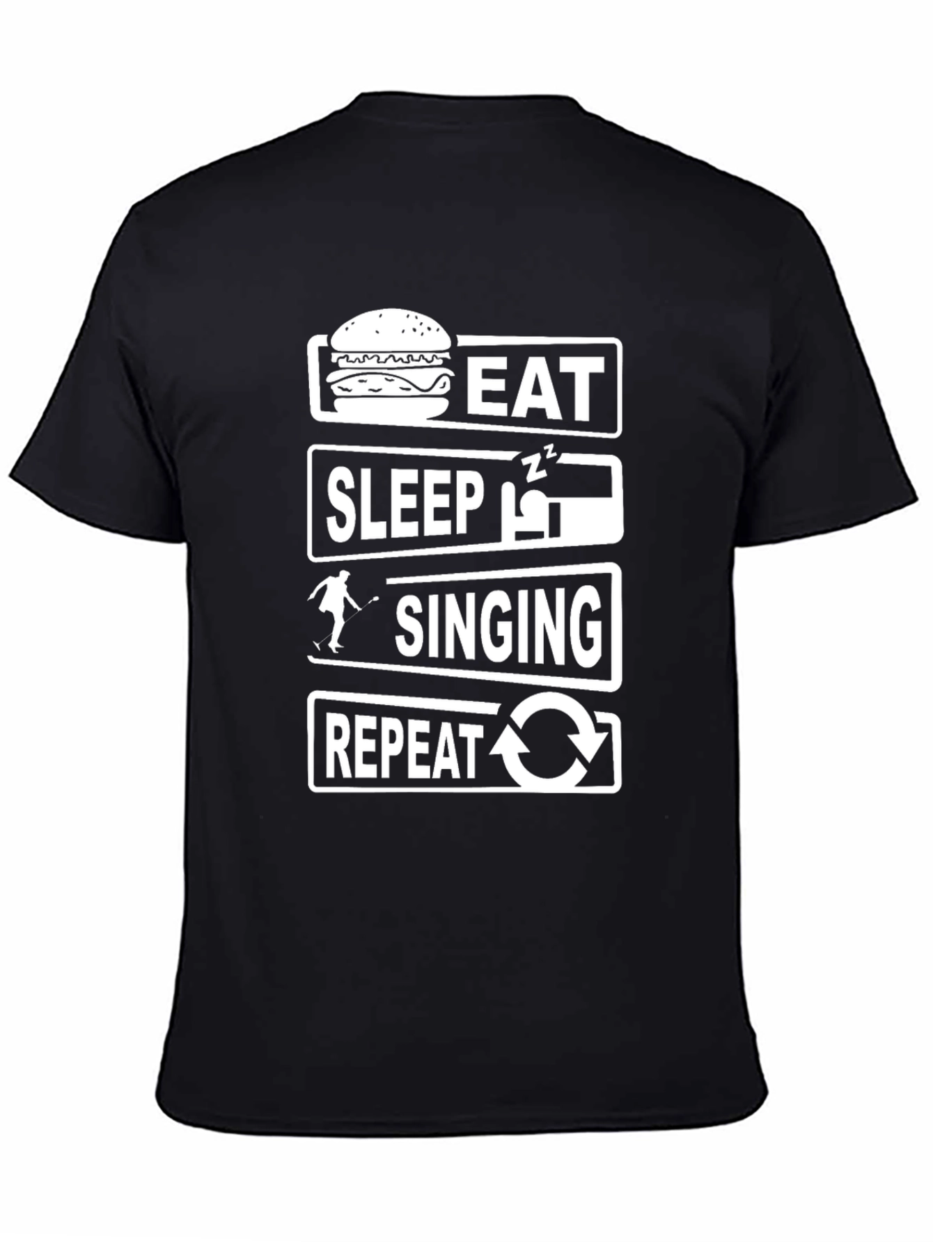 Eat Sleep Singing Repeat Black T-Shirt