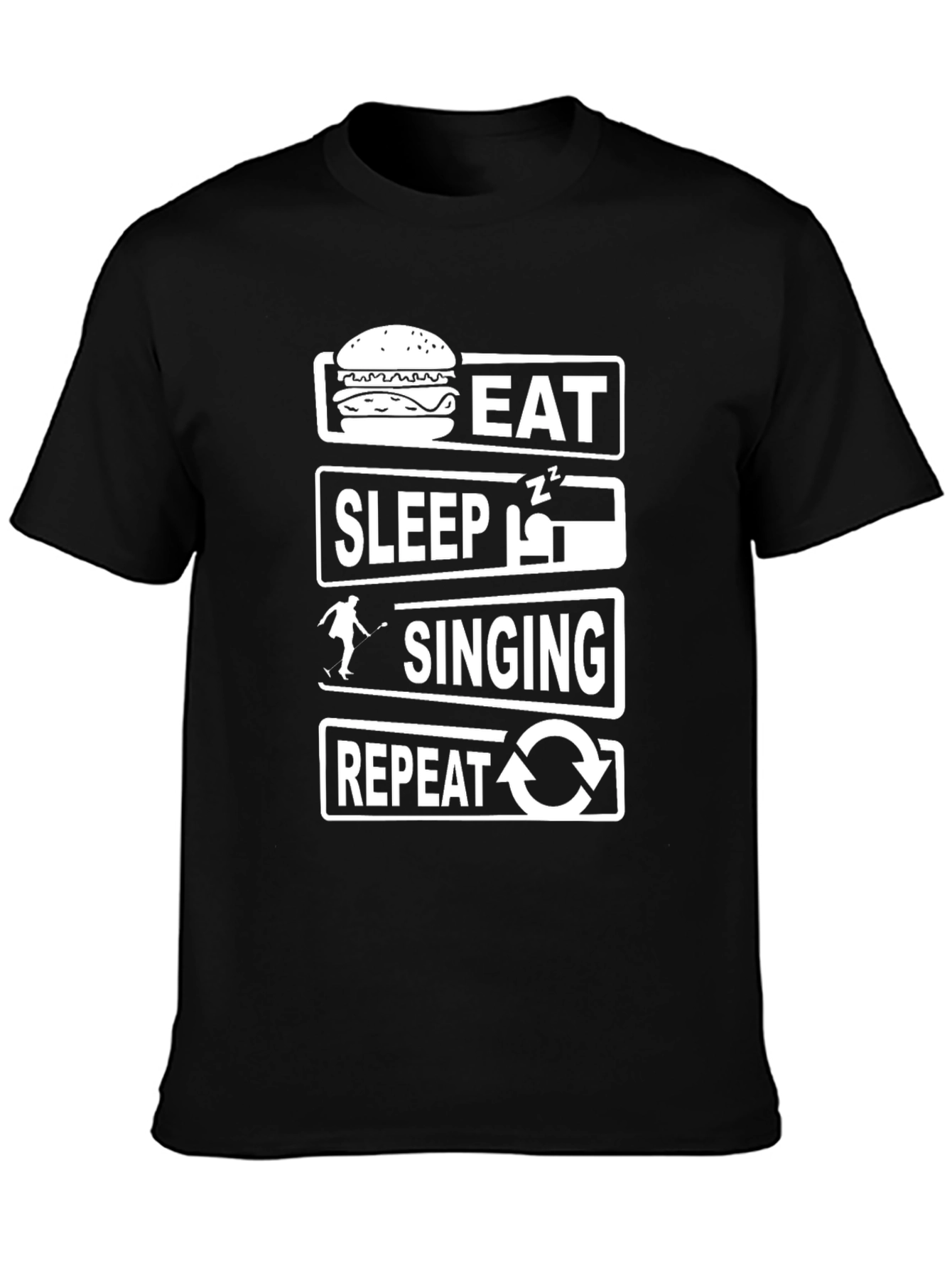 Eat Sleep Singing Repeat Black T-Shirt