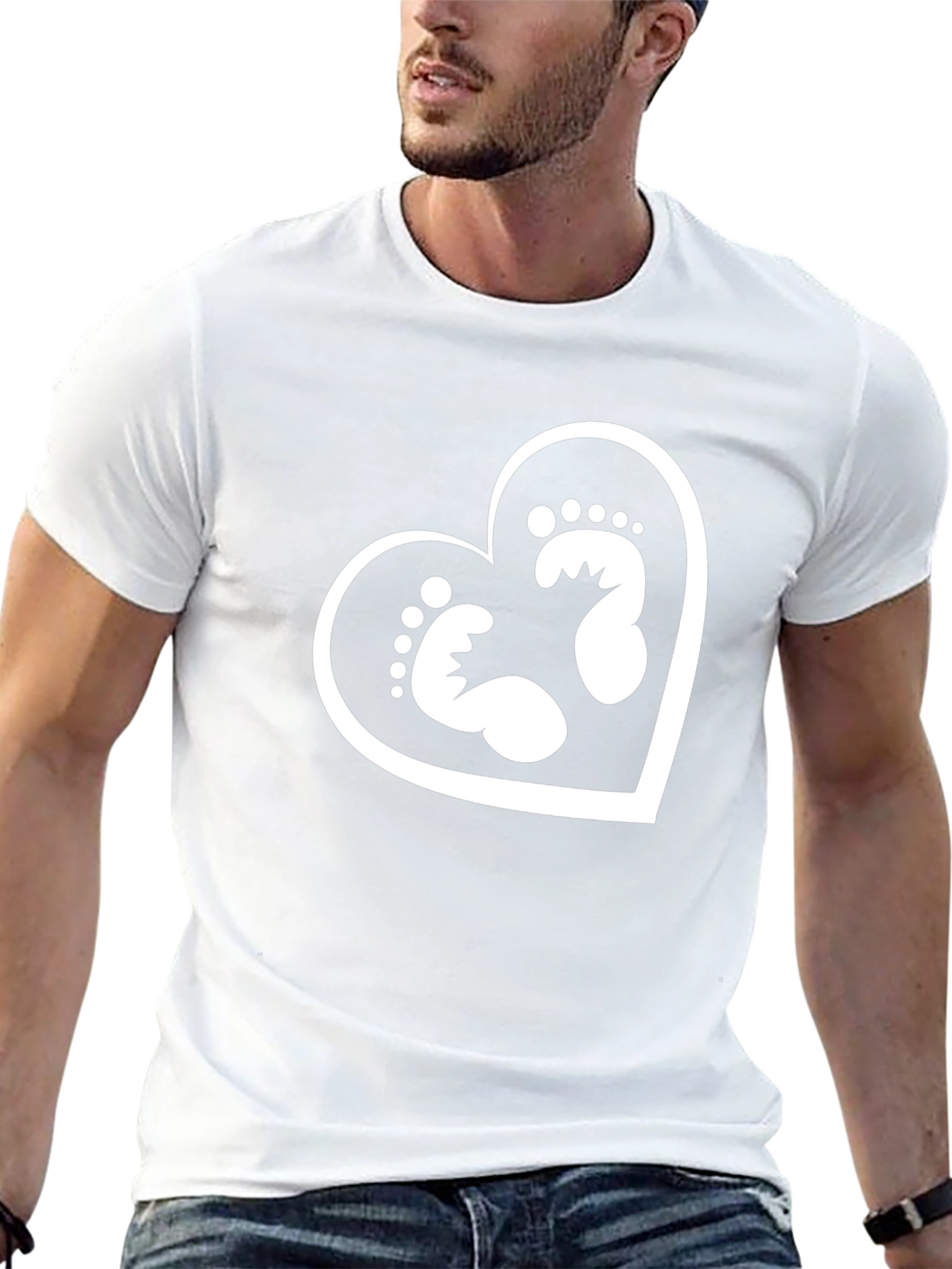 Baby Footprint Heart T-Shirt - New Parent Gift