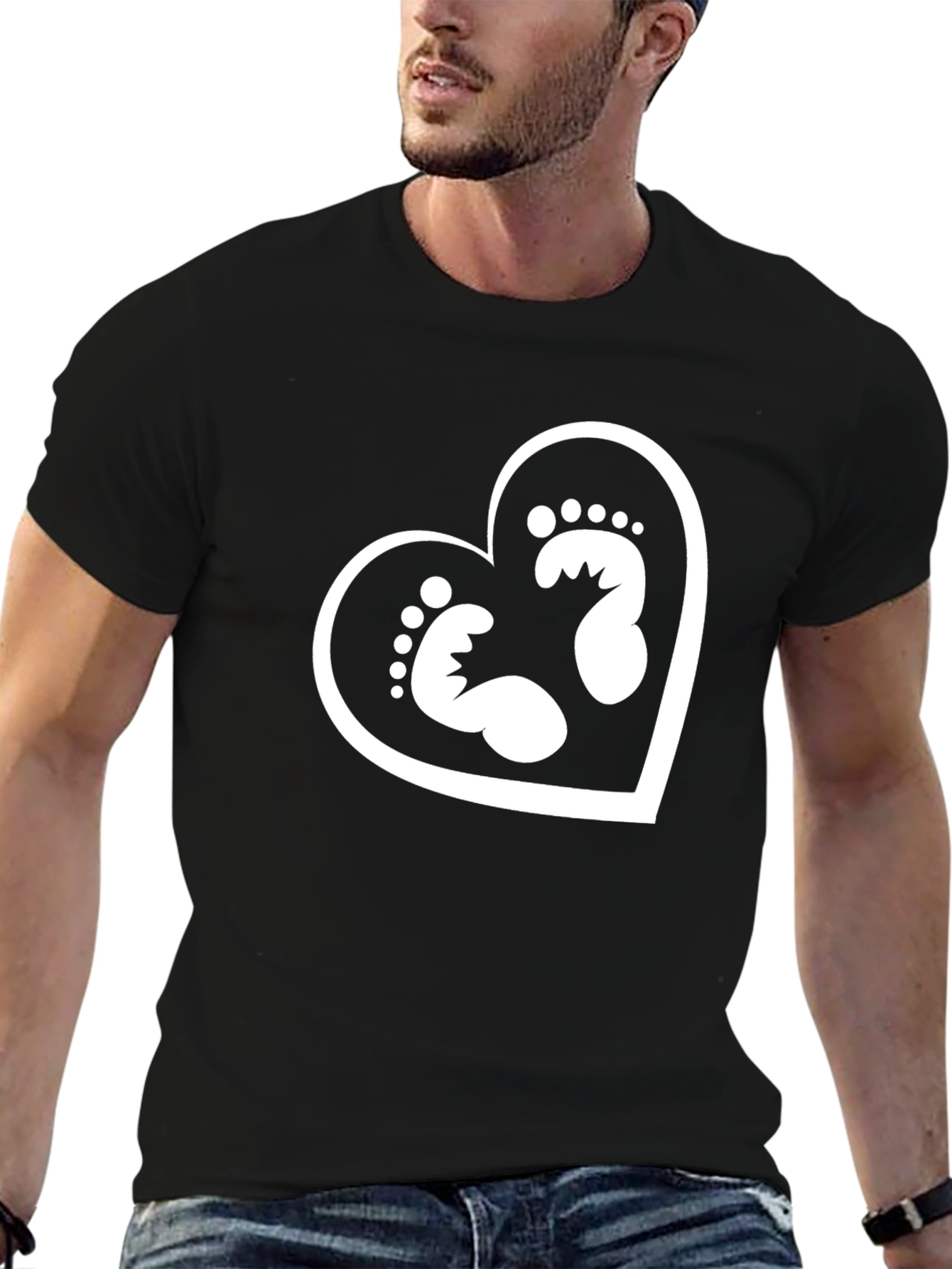 Baby Footprint Heart T-Shirt - New Parent Gift