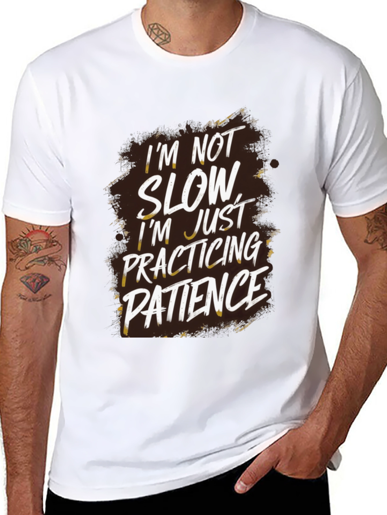 Funny Patience Quote Graphic Tee - Black Cotton T-Shirt