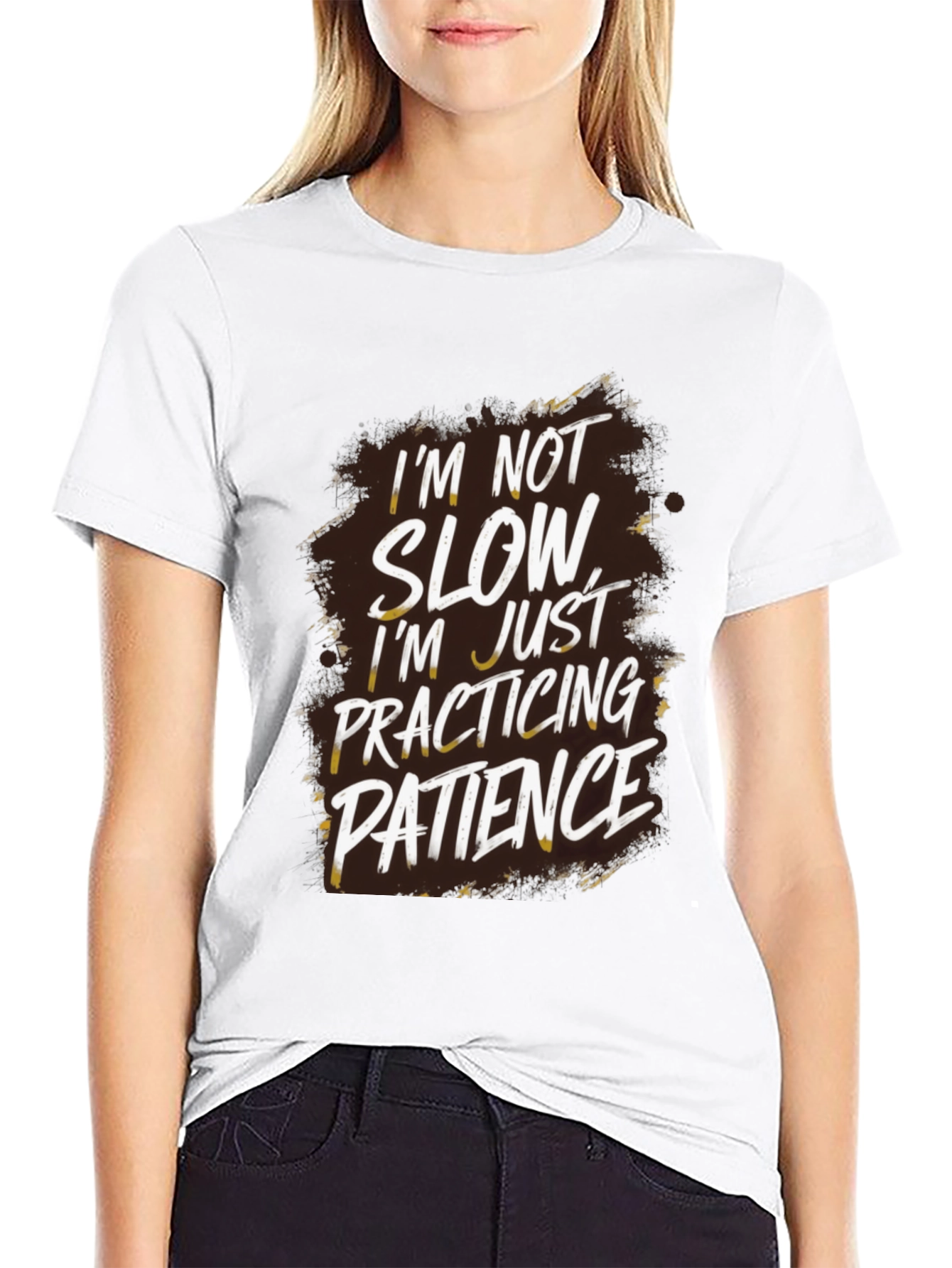 Funny Patience Quote Graphic Tee - Black Cotton T-Shirt