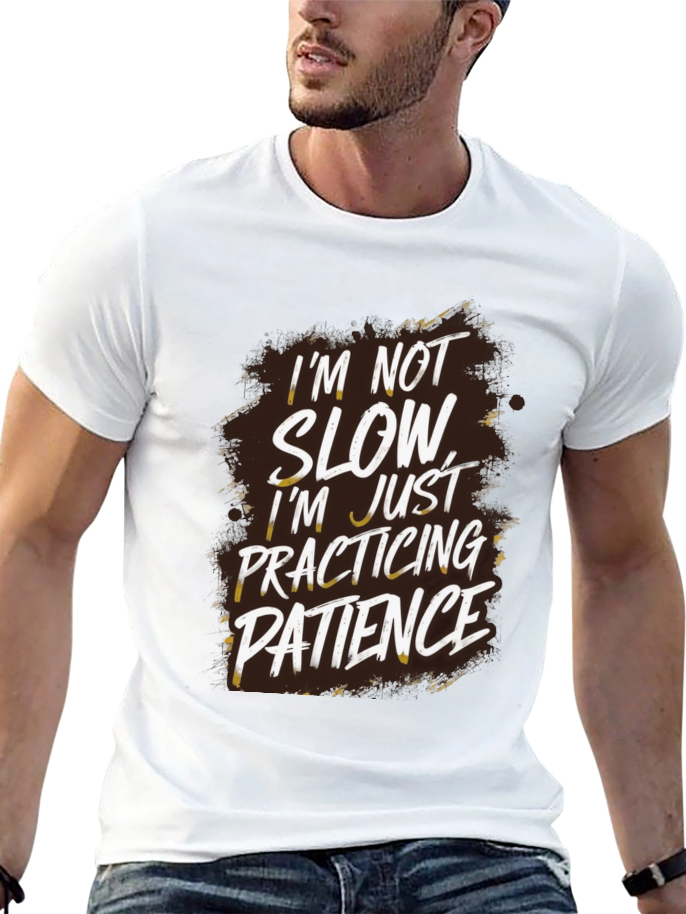 Funny Patience Quote Graphic Tee - Black Cotton T-Shirt