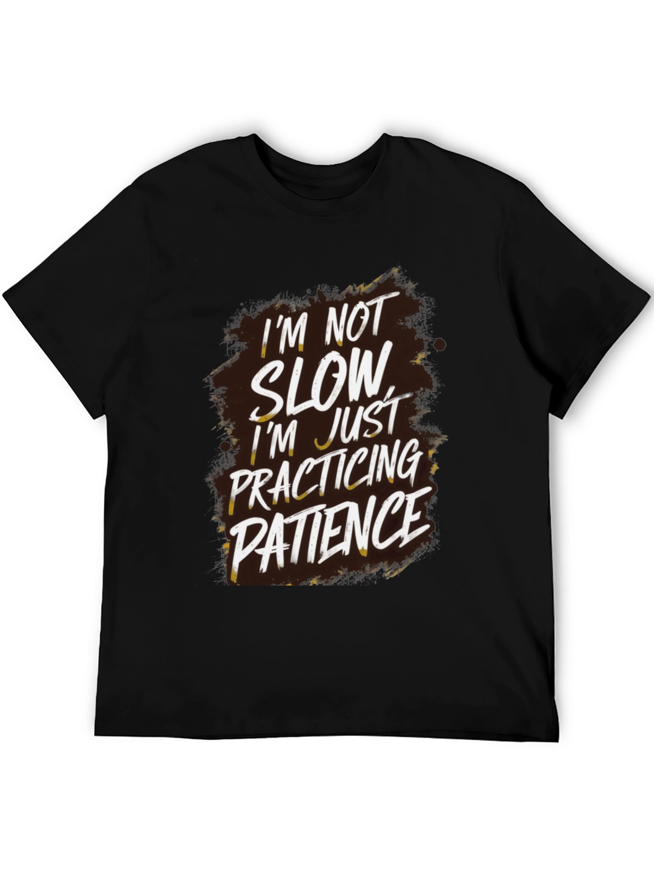 Funny Patience Quote Graphic Tee - Black Cotton T-Shirt