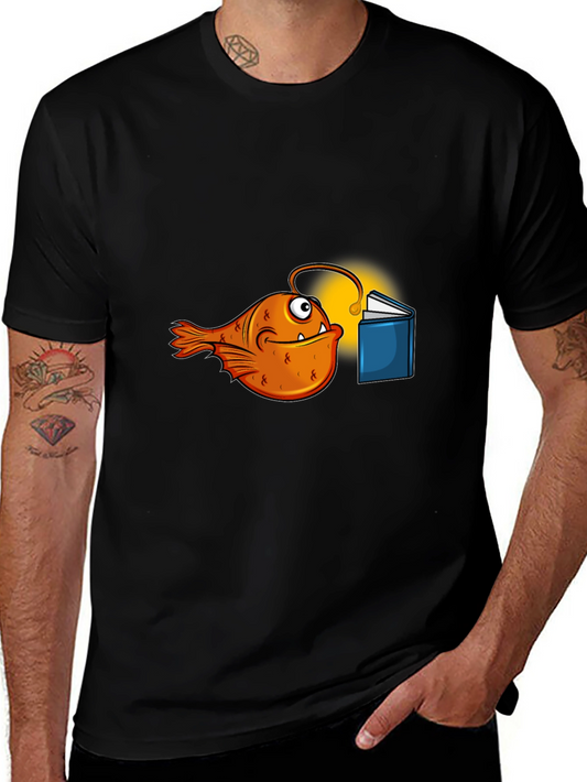 Anglerfish Reading Book Graphic T-Shirt